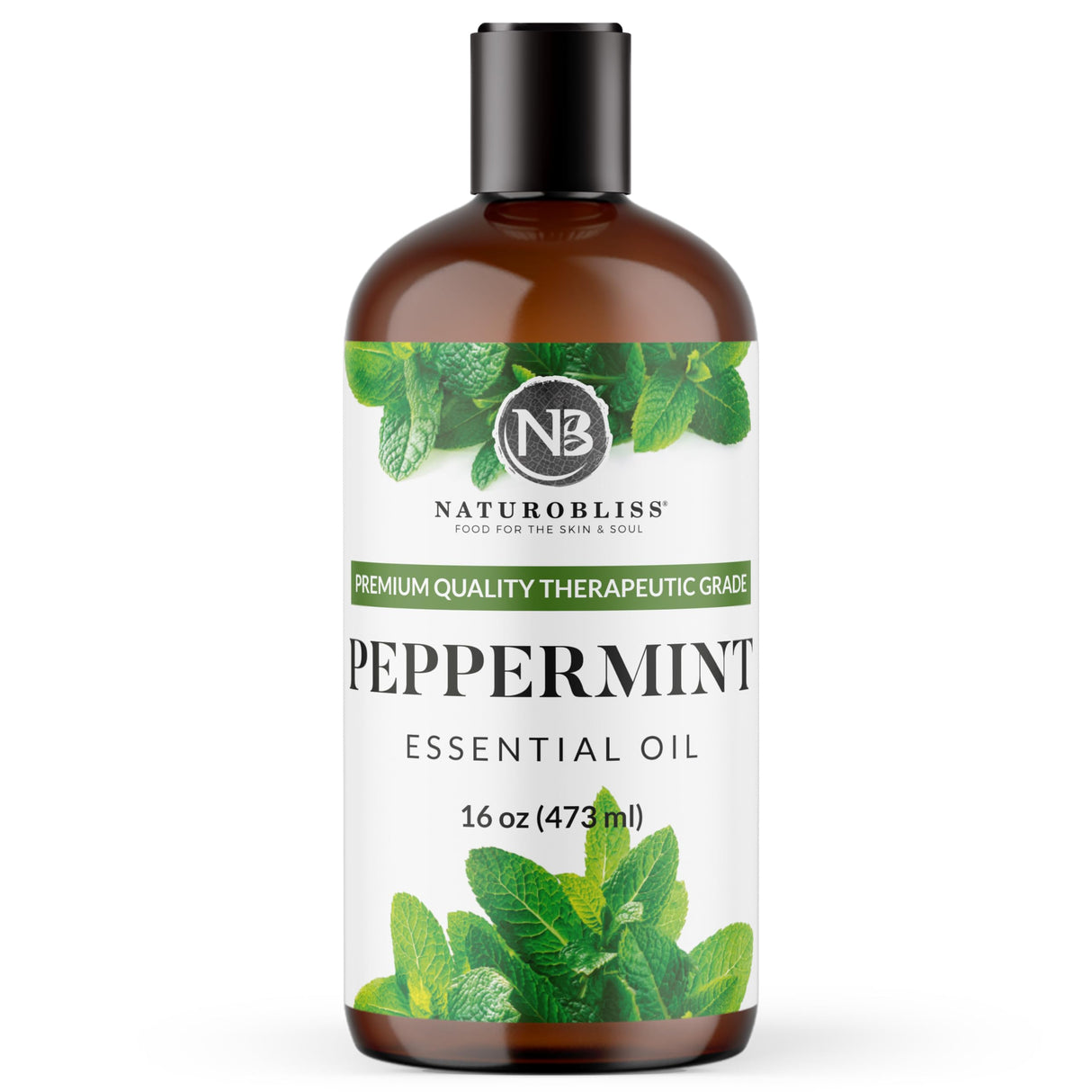 NaturoBliss Peppermint Essential Oil, 100% Pure and Natural Therapeutic Grade, Premium Quality Peppermint Oil, 16 fl. Oz - Perfect for Aromatherapy and Relaxation