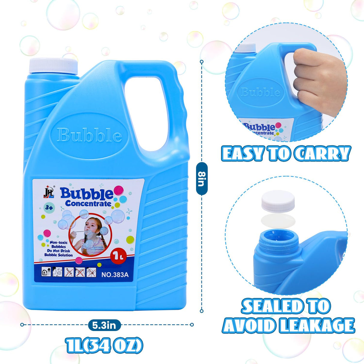 EagleStone Bubbles Solution Refill 2 Bottles 64 oz (Up to 5 Gallon) Concentrated, Giant Bubble Solution for Machines, Guns, Wands - Summer, Easter, Christmas Toys