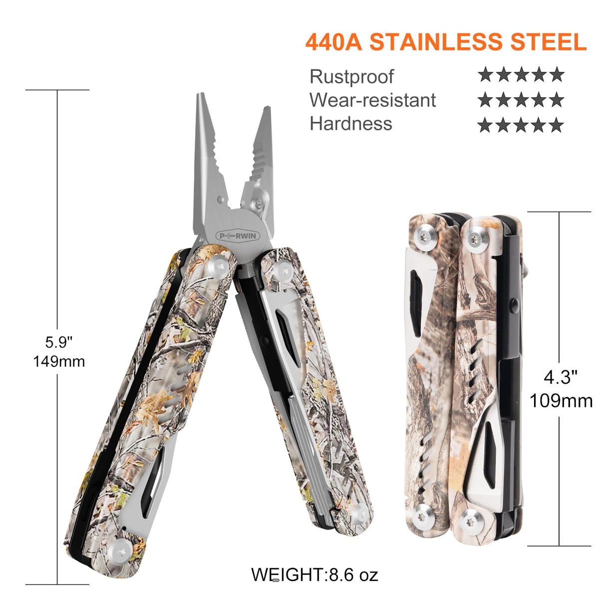 PERWIN Multitool - 26 in 1 Multi Tool Pliers with Pocket Knife, Bottle Opener, Saw, EDC for Survival Camping, Hunting and Hiking, Stainless Steel