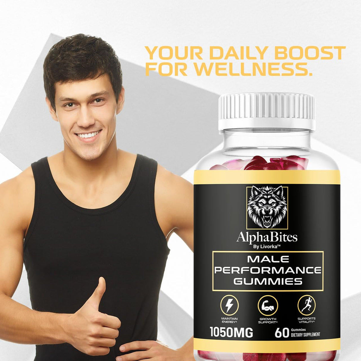 Alpha Bites - Original Formula 7 in 1 Alpha Bites Gummies, AlphaBites for Men, Official Alpha Bites Advanced Premium Formula Performance and Energy, Alpha Bite Gummy Reviews, for 1 Month