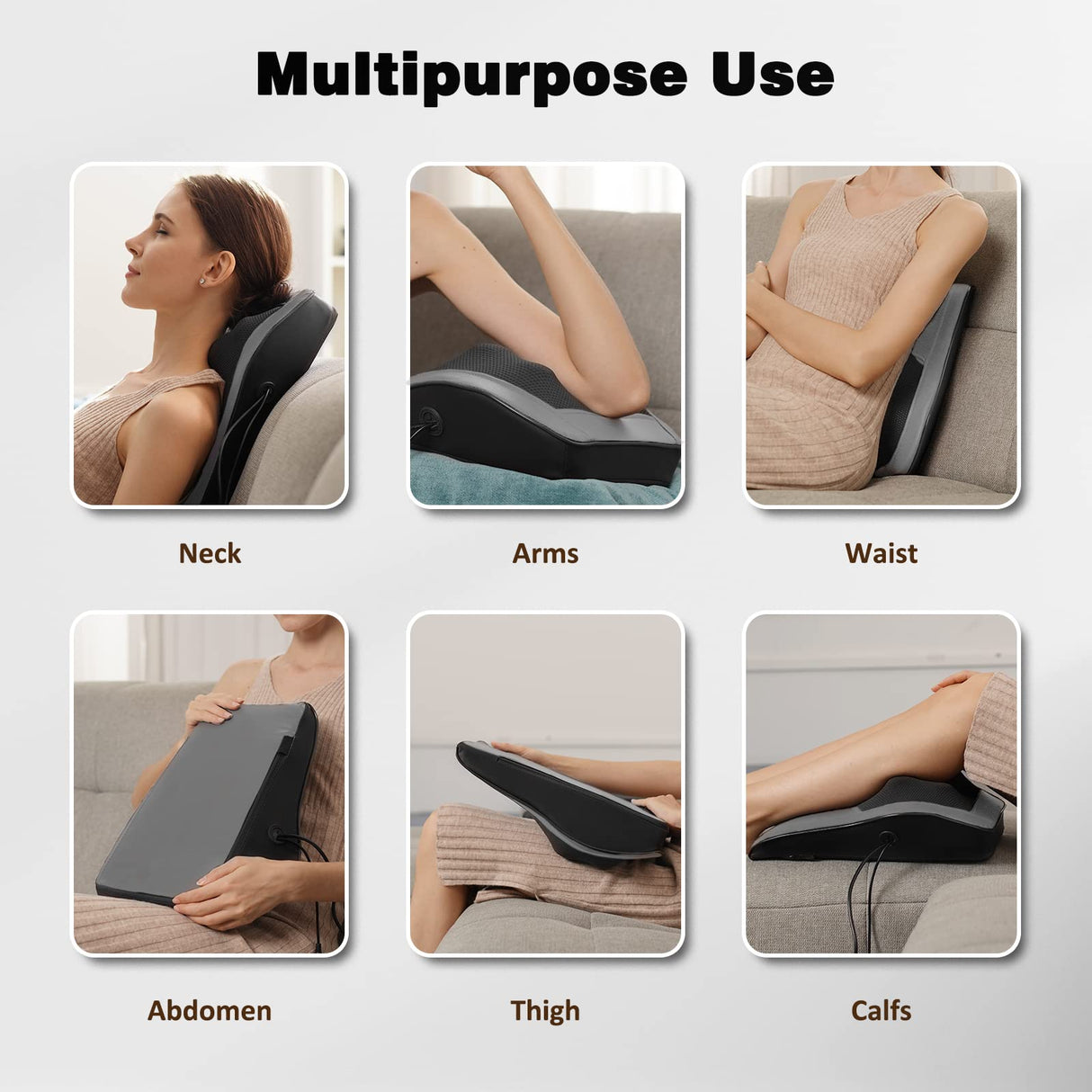 Back and Neck Massager with Heat - 3D Kneading Massage Pillow for Neck, Shoulder, Leg Pain Relief - Gifts for Men, Women, Mom, Dad - Relax at Home, Office, Car - Dark Gray