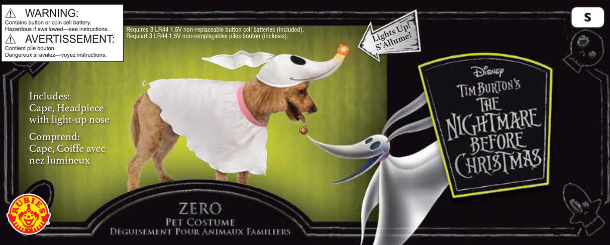 Rubies Disney Nightmare Before Christmas: Zero Pet Costume for For Dogs or Cats, XL