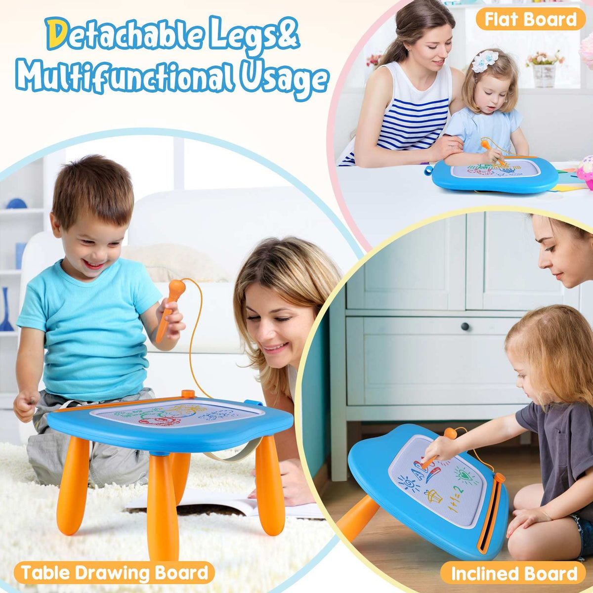 Smasiagon Magnetic Drawing Board for Kids - Toddler Toys for Age 1-2 Boys Girls - Educational Learning Toys for 1 2 3 Year Old Baby Birthday Gifts (Blue)