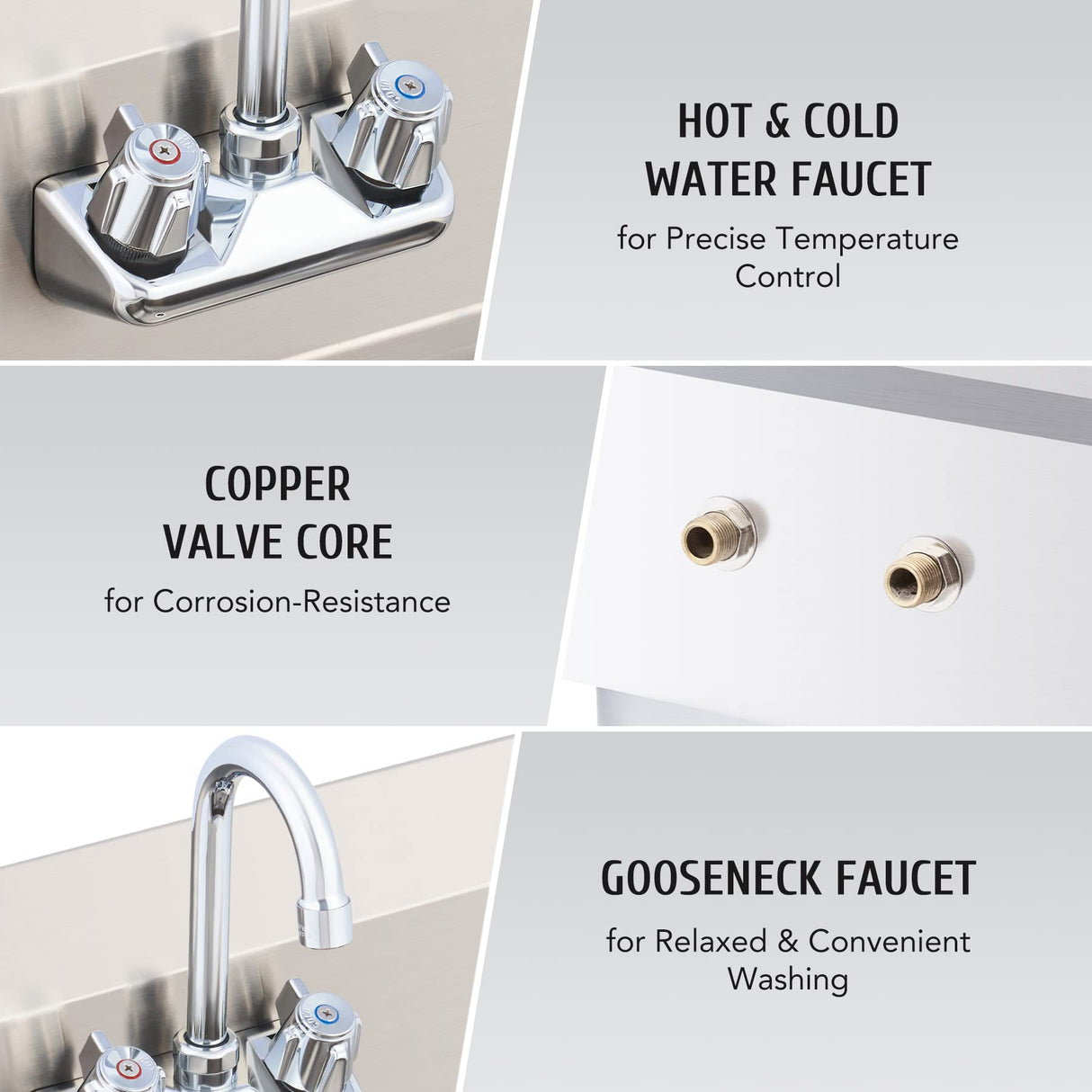 WILPREP Hand Sink Commercial Stainless Steel Sink for Washing, NSF Utility Sink with Gooseneck Faucet, Wall Mount Kitchen Sink for Restaurant Bar RV Bathroom Laundry Room (17 x 15 Inches)