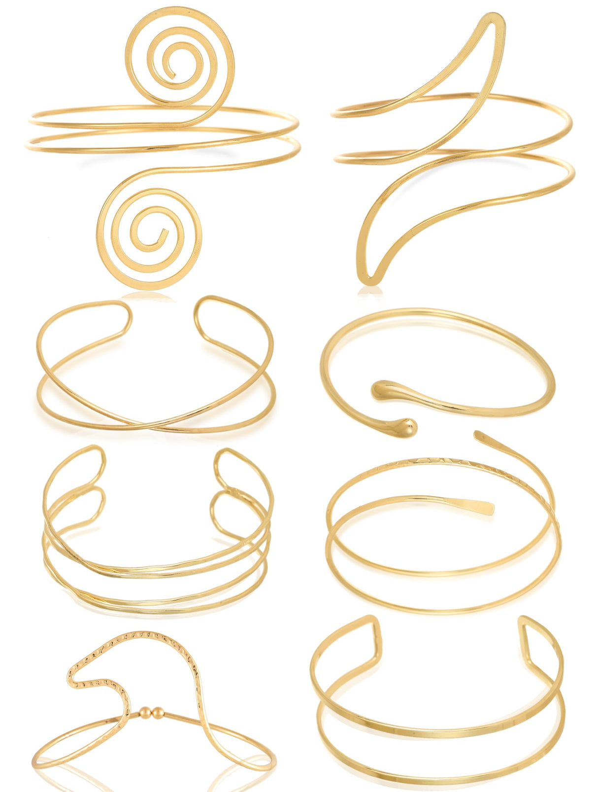 TRWWELL 8PCS Gold Arm Cuff Jewelry for Women Upper Arm Band Cuff Bangle Bracelets Adjustable Minimalist Armband Armlet Set