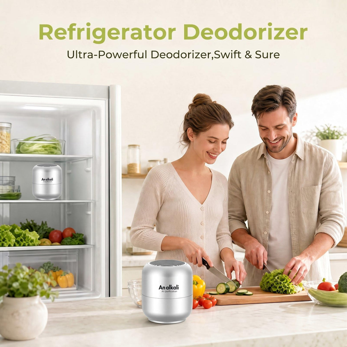 Effective Fridge Deodorizer – 2 Pack Refrigerator Odor Eliminator, Lasts 10 Years, Chemical-Free Fresh Odor Eliminator Kit, More Effective Than Baking Soda, for Kitchen Appliances, Closet, Car,Silver