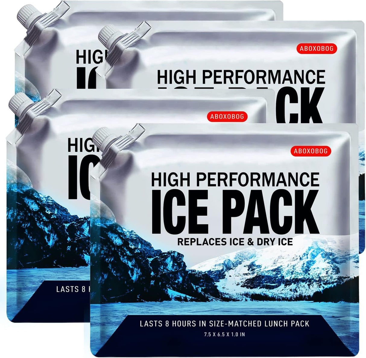 ABOXOBOG Reusable Ice Packs for Lunch Box Long Lasting Slim Gel Freezer Packs for Cooler Bag Cooler Backpack, Keeps Food Cold Fresh for Work & School & Travel(6.5"x7.5"x4P)