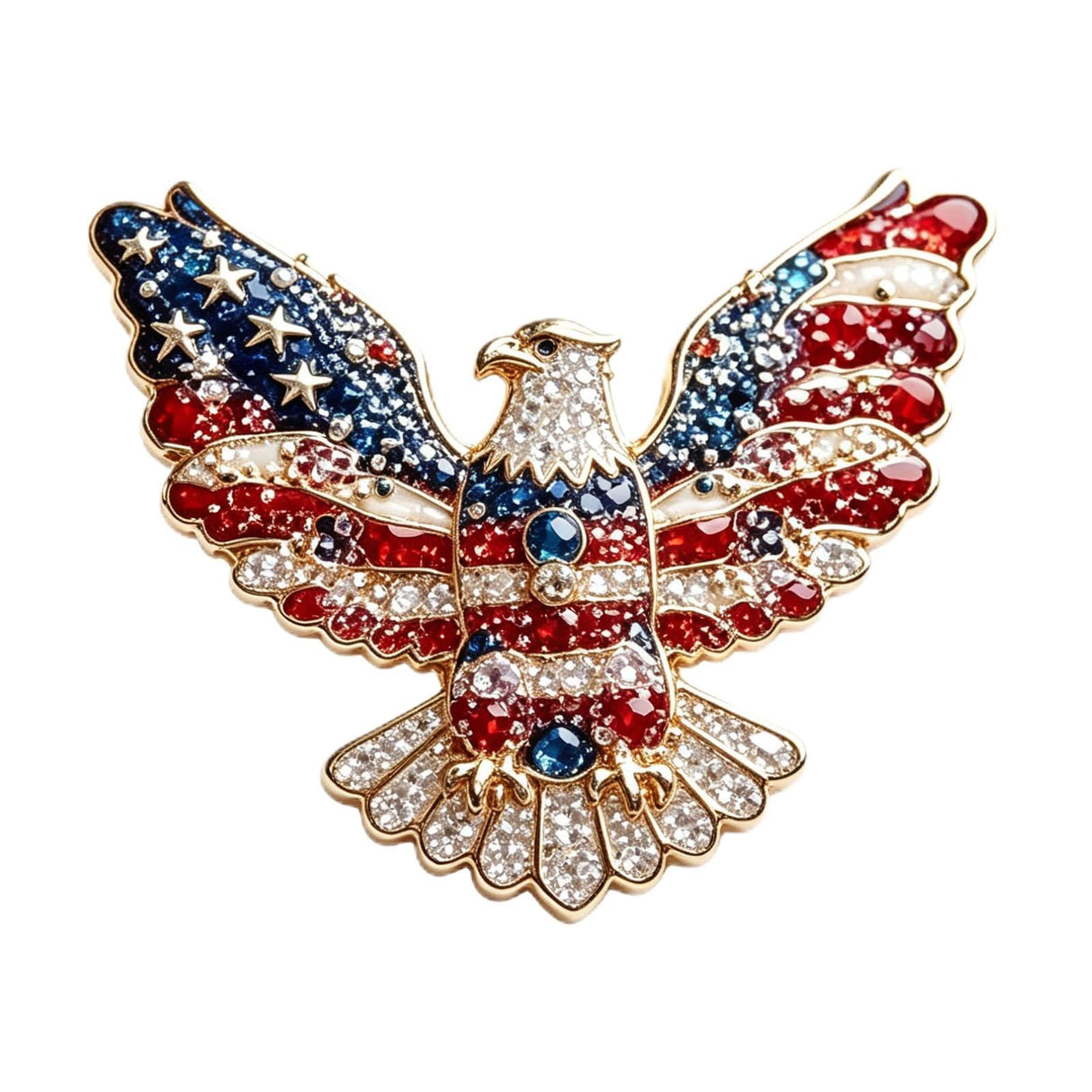 250th Anniversary Enamel Brooch Pin, Red White and Blue Patriotic Brooch, Eagle Design Enamel with Rhinestones Jewelry Gift