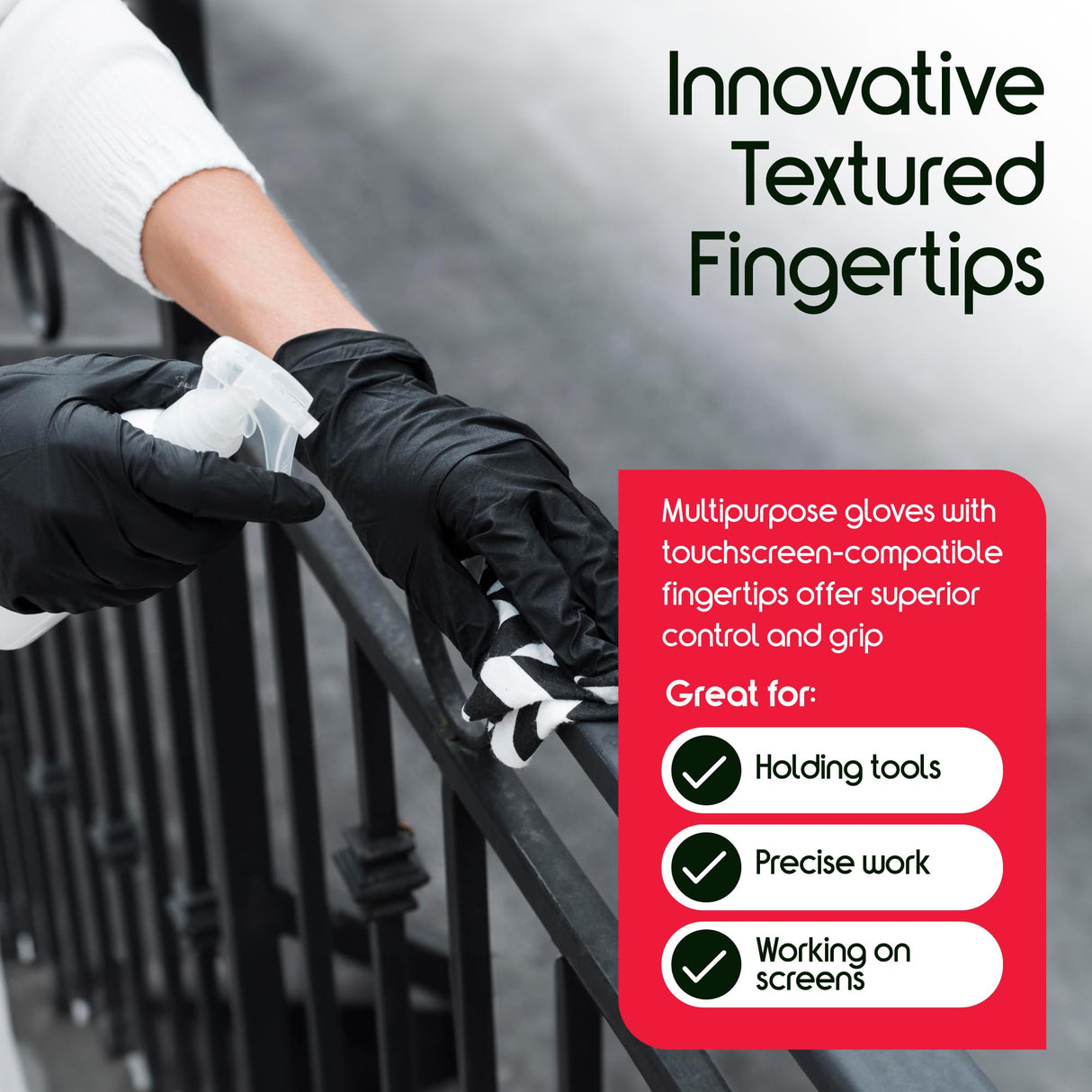 Inspire Black Nitrile Gloves | THE ORIGINAL Quality Black Disposable Latex Free | 4.5 (Nitrile-Vinyl Blend, Small)