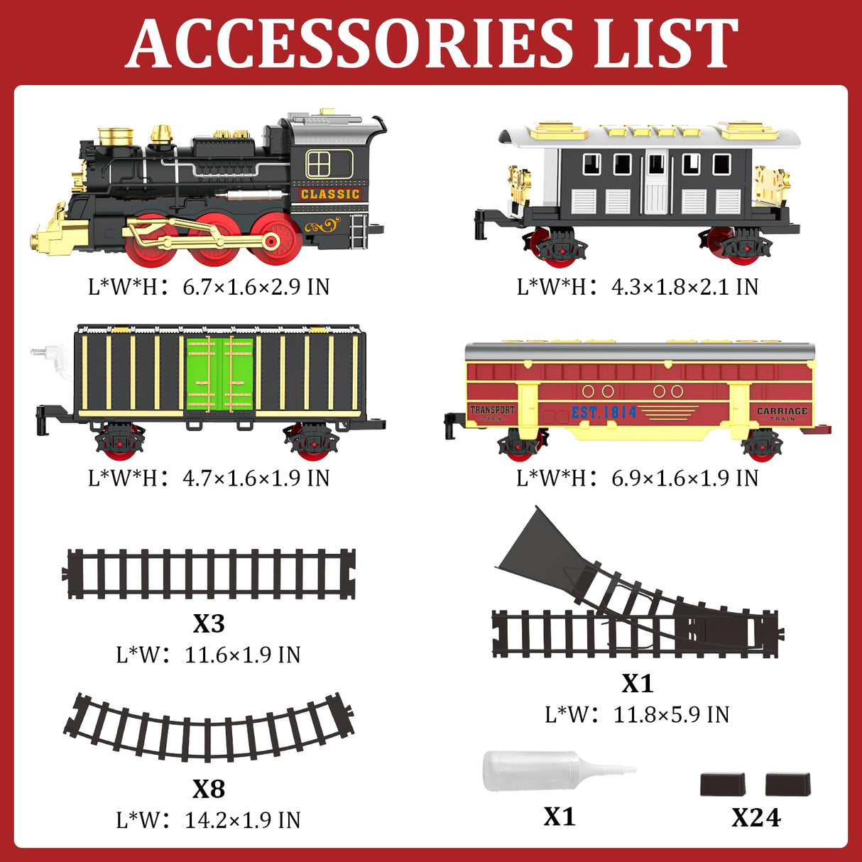 Train Set Train Toys for Boys with Smokes, Lights and Sound (ON/Off), Train Set Under Christmas Tree, Toddler Model Trains for 3 4 5 6 7 8+ Years Old Kids Gifts
