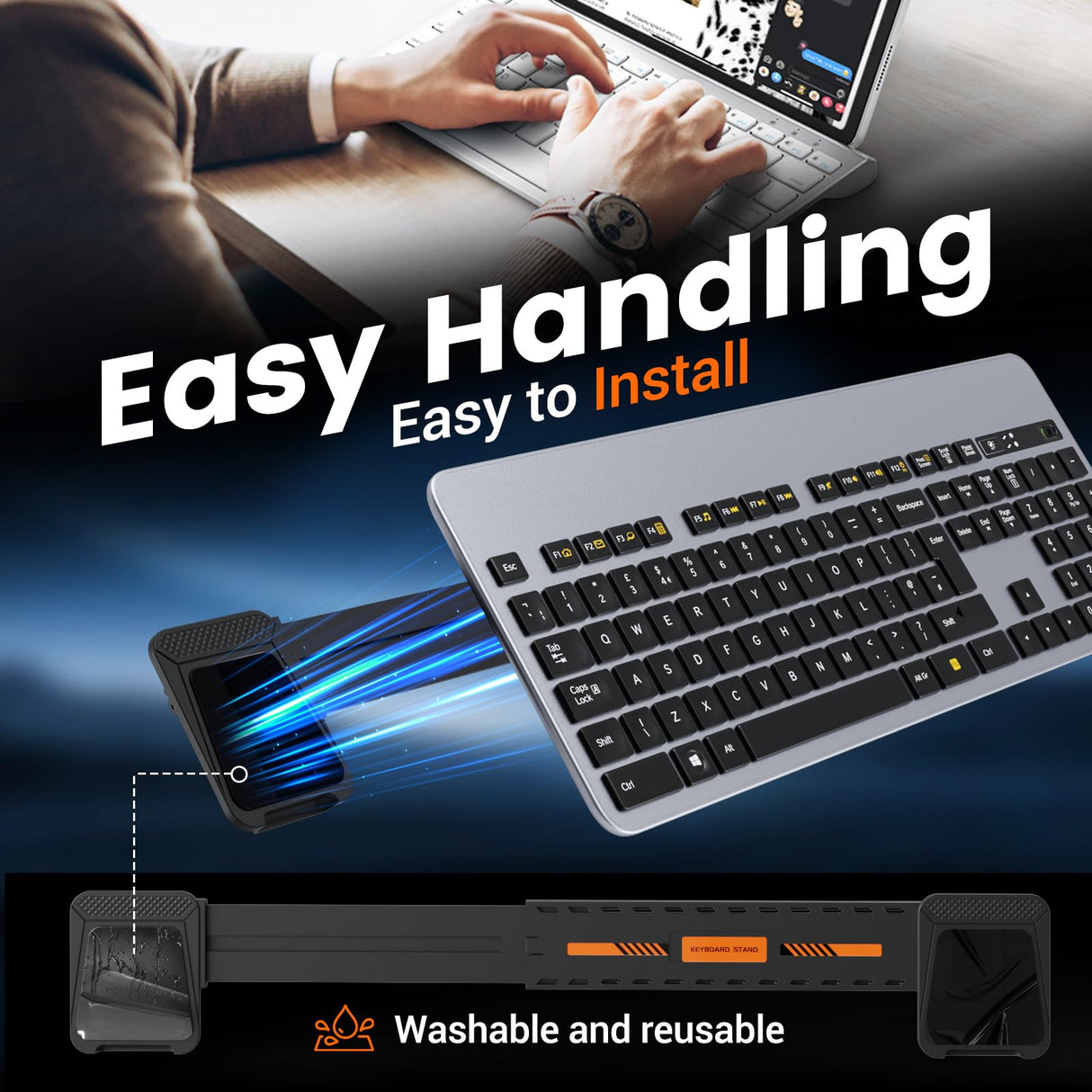 HONKID Computer Keyboard Stand for Desktop,Adjustable Keyboard Riser for Apple Magic Keyboard and Flat-Back Keyboards Only, Ergonomic Office Desk Accessories