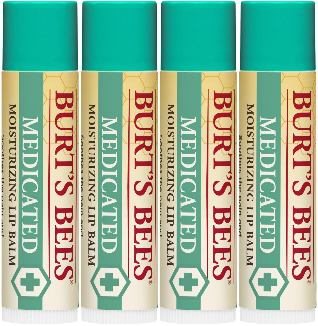Burt's Bees Lip Balm Stocking Stuffers, Moisturizing Lip Care Christmas Gifts, for Dry Chapped Lips, Medicated with Menthol & Eucalyptus, Natural Origin Lip Care (4-Pack)