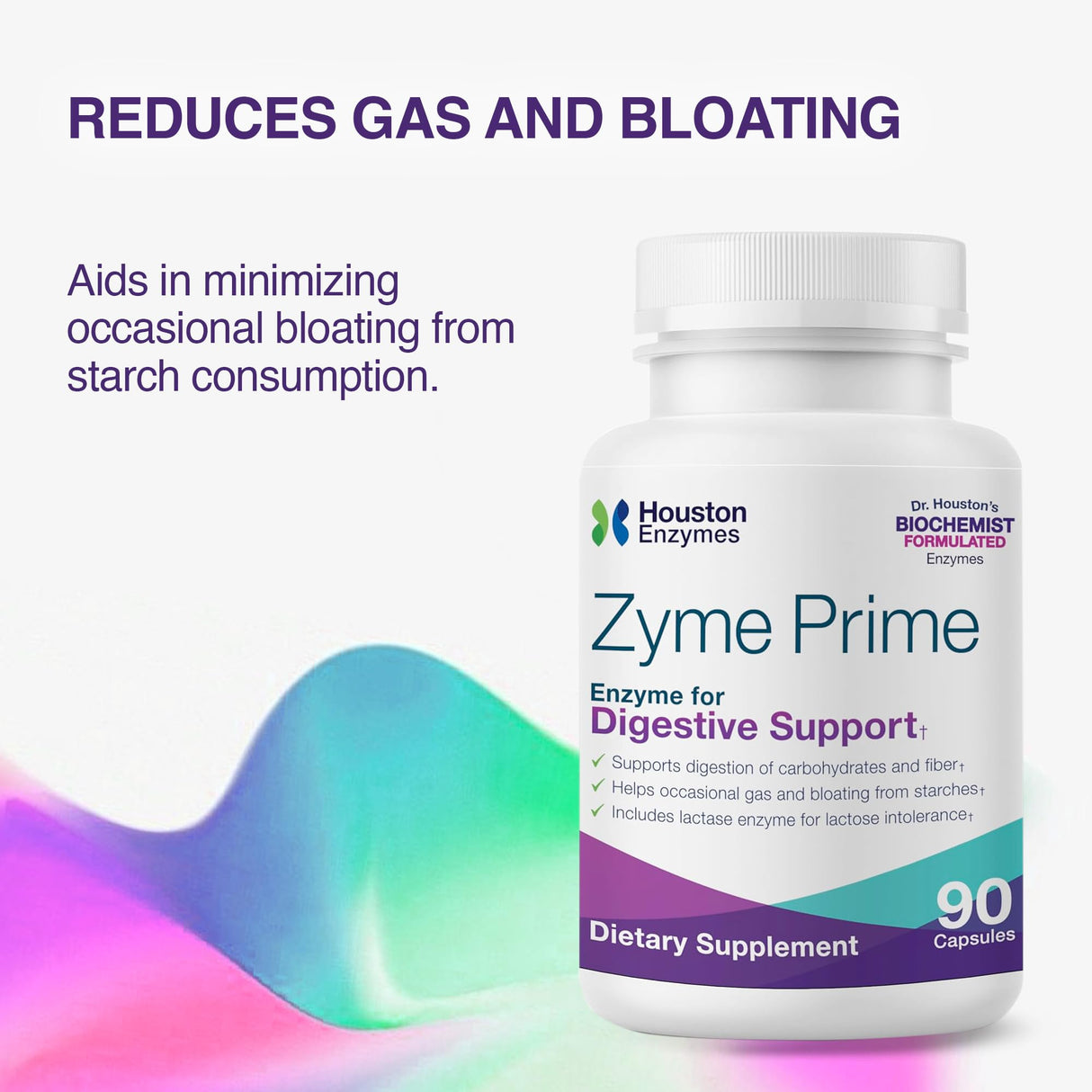 Houston Enzymes - Zyme Prime - 90 Capsules - Digestive Enzymes Women & Men Enzyme, Digestion for Carb, Fat & Protein Breakdown, Helps Intolerances, Bloating & Gas, Digestive Health Supplement