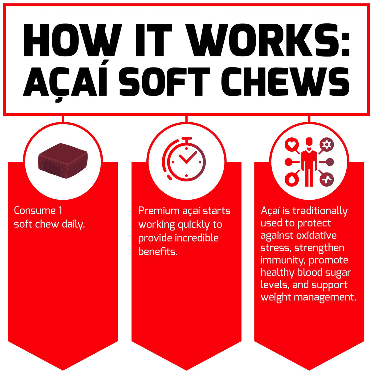 Force Factor Acai Soft Chews for Immune Support, Oxidative Stress Defense, and Daily Wellness, Superfood and Antioxidants Supplement, Non-GMO, Gluten-Free, and Vegan, Acai Berry Flavor, 30 Soft Chews