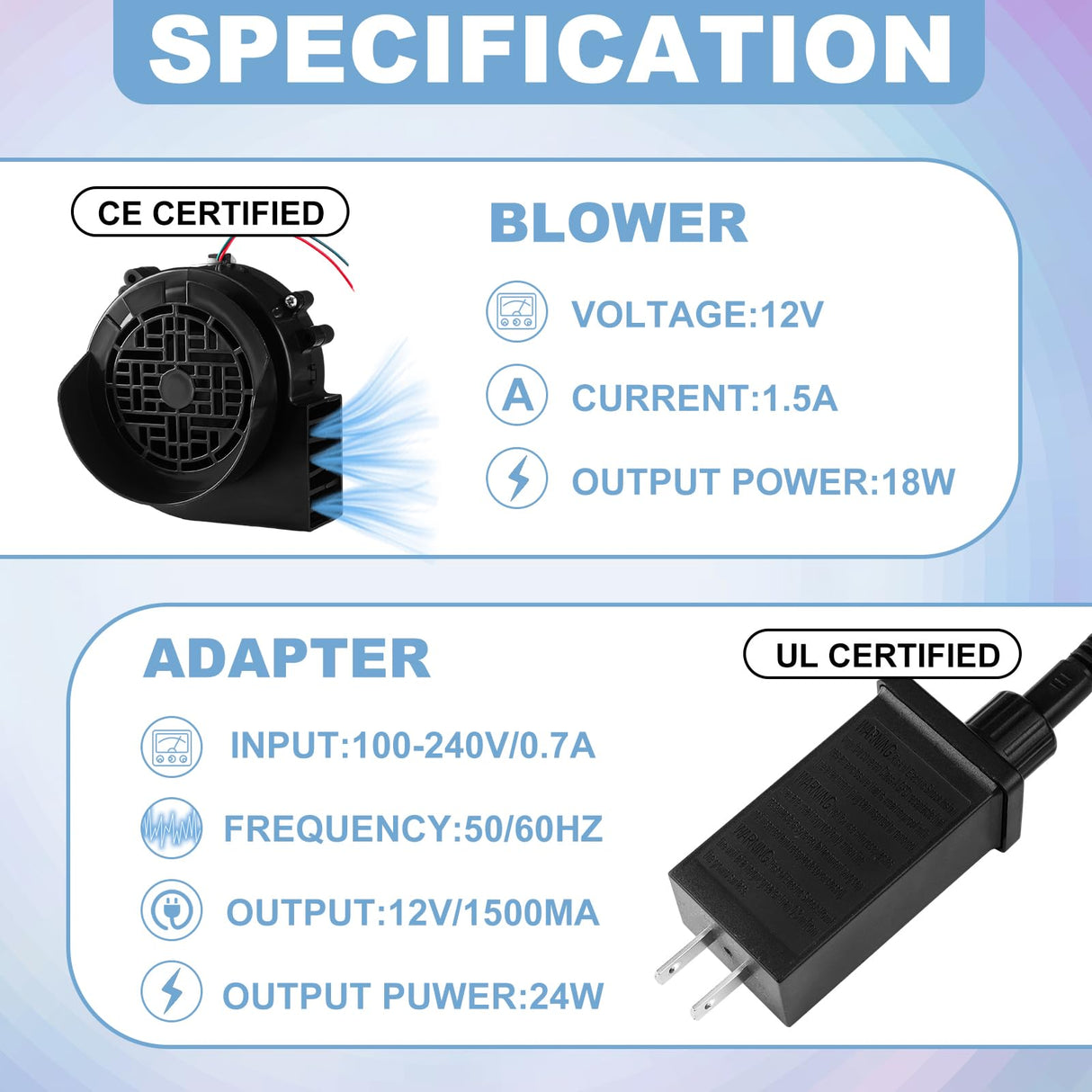 Landhoow Inflatable Replacement Fan Blower 12v 1.5a Air Blower Fan for Inflatables with 6 Adapter LED Lights Waterproof for Halloween Christmas Outdoor Yard Decorations