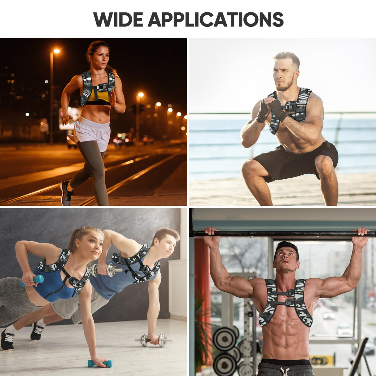 APEXUP Weighted Vest with 5lbs/10lbs/15lbs/20lbs/25lbs/30lbs Weights and Reflective Stripe, Weight Vest Men Women for Workout, Strength Training, Running (Grey Camo, 20lbs)