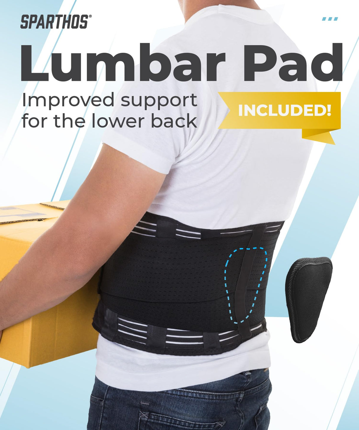 Sparthos Back Brace for Firm Lower Back Support - Relief from Back Pain, Herniated Disc - For Men & Women - IMPORTANT: Sizing Runs Small - Please Measure and Consult Size Chart Image Before Ordering