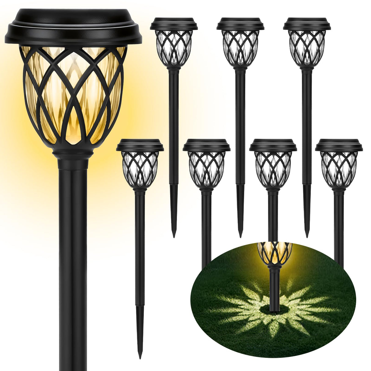 ruhotili Solar Outdoor Lights, Outdoor Waterproof IP65, Bright Powered by Solar Garden Lights for Patio, Yard, Driveway Decoration (8 Pack