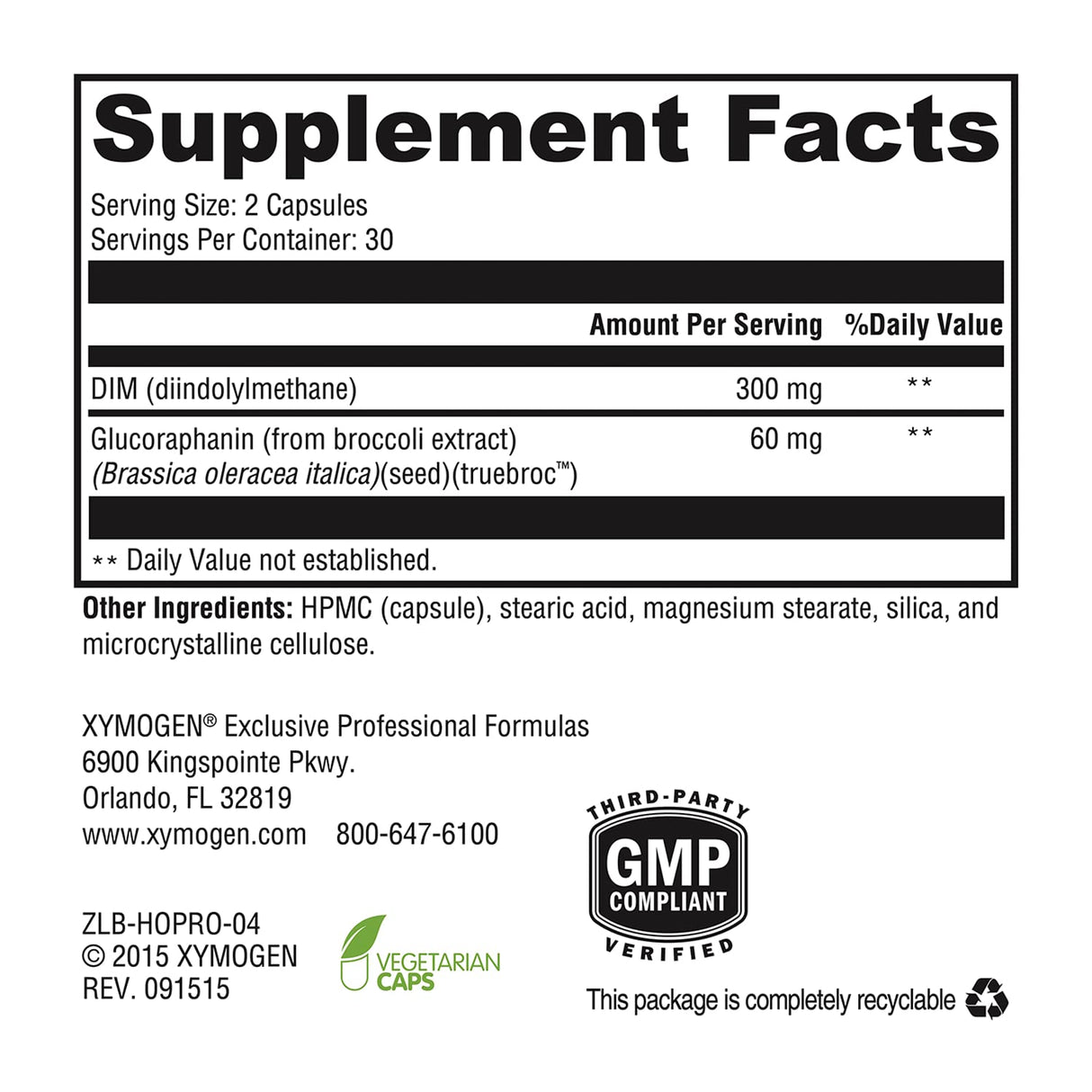 XYMOGEN Hormone Protect - Dim Supplements for Women with Glucoraphanin from Broccoli Extract - Promote Detoxification, Balance & Protect Estrogen Sensitive Tissues in The Breast & More (60 Capsules)