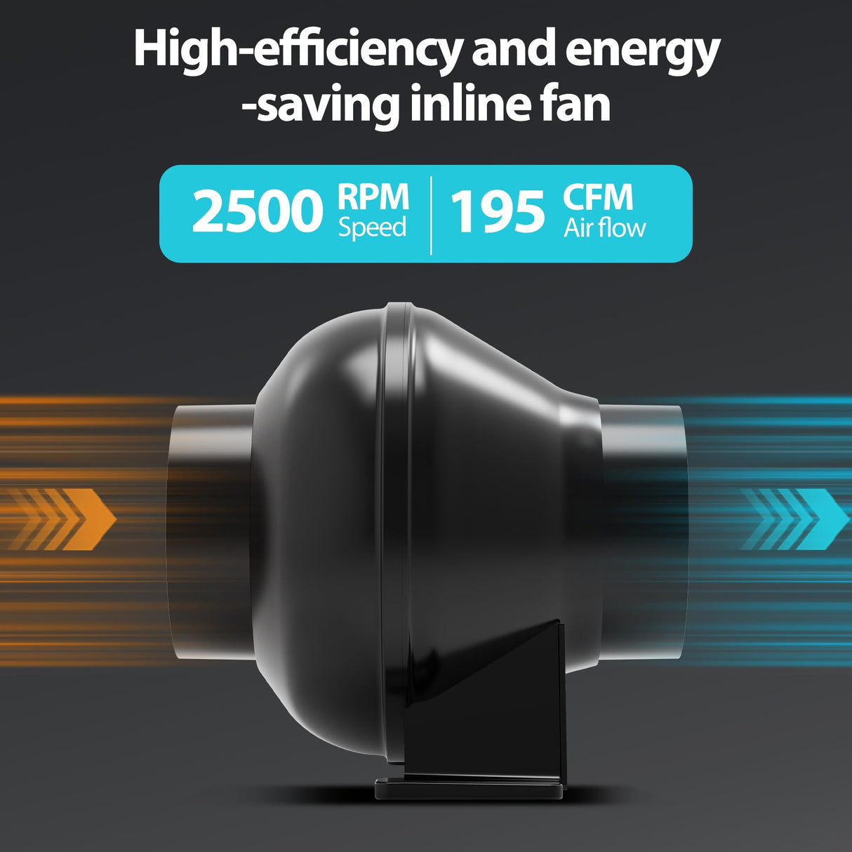 Toolazy 4 Inch Inline Duct Fan – ETL Certified, 195 CFM Quiet Ventilation Fan for Grow Tent, Hydroponics, HVAC, Greenhouse, Bathroom, Basement – Black