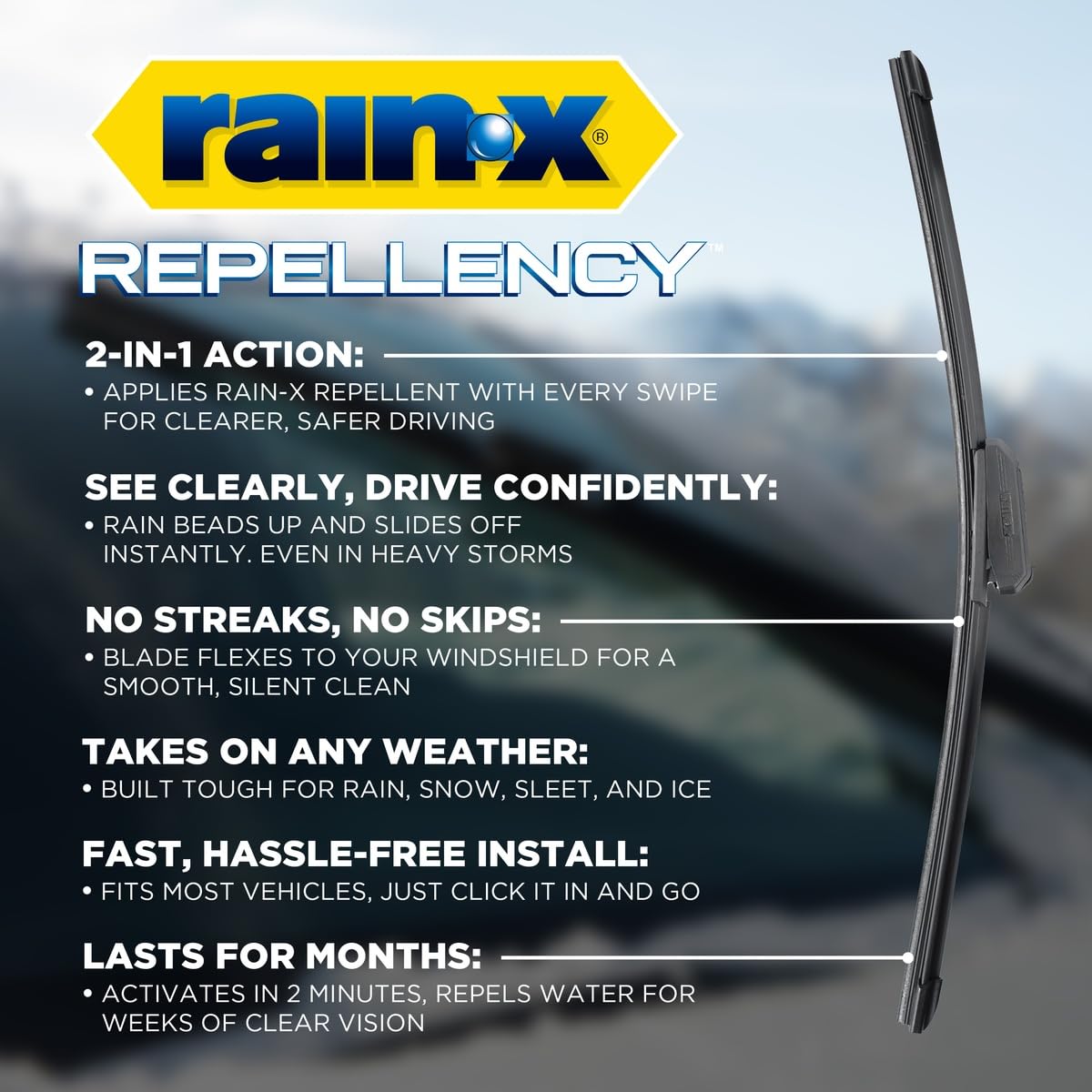 Rain-X 810363 Repellency Water Repellent Wiper Blades, 22" & 22" (2 Pack)