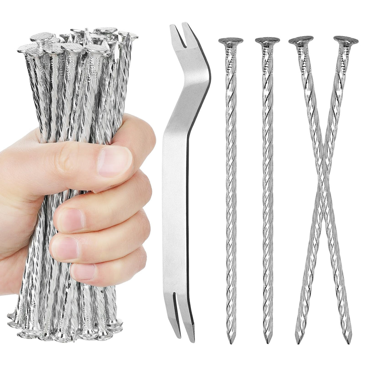 150 Pack 6 Inch Turf Nails for Artificial Grass Galvanized Metal Landscape Stakes Spiral Spikes for Weed Barrier, Garden Lawn Paver Edging, Securing Fences