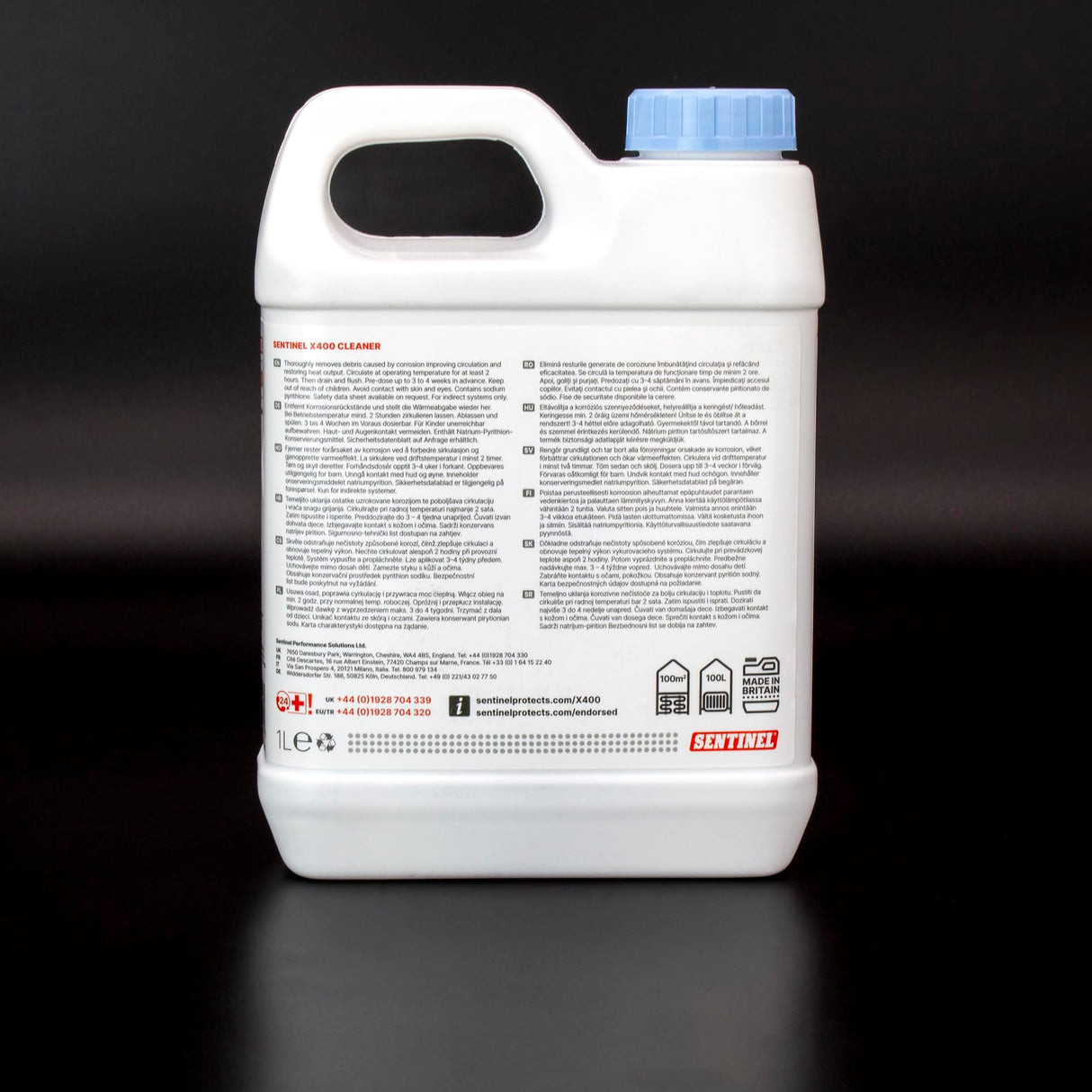 Kudos Trading - Sentinel X400 Sludge Remover Cleaner Boost Heating System Efficiency, Prevent Rust & Corrosion Easy to Use Formula for Cleaner Pipes & Radiators 1 Liter Bottle.