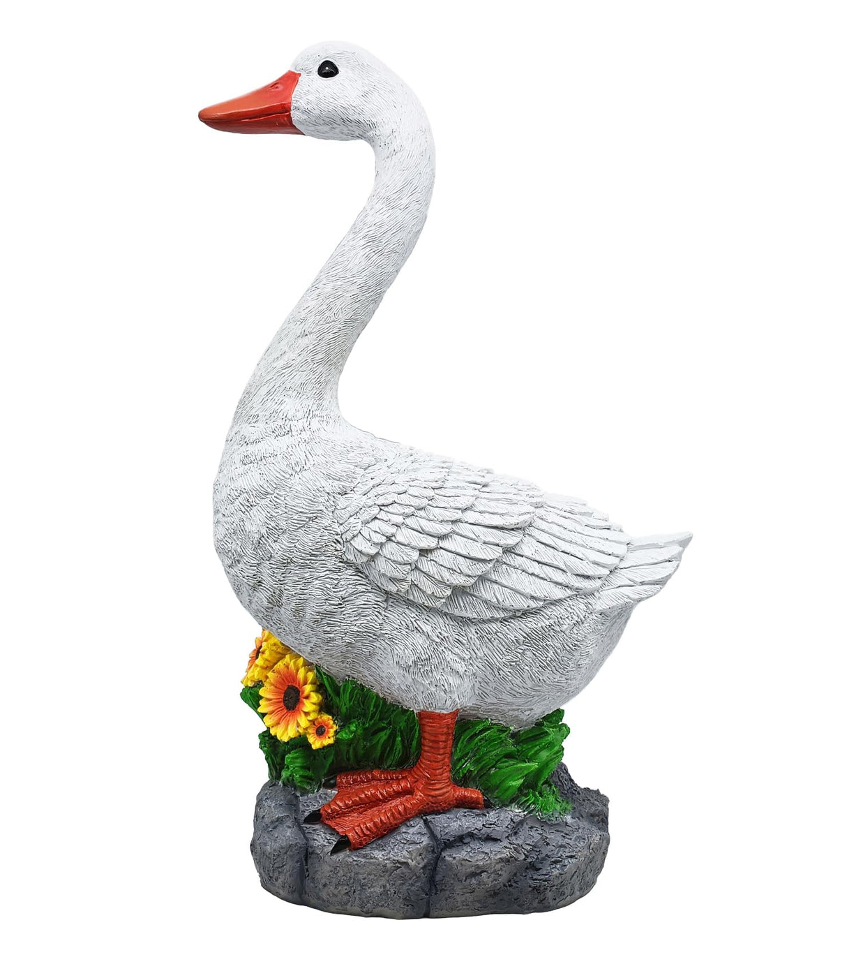 Clerodendrum Joyful Porch Goose Statue Cygnus, Classic, Detailed, Big Resin Garden Lawn Yard Décor, Sculpture, 20 inches High Figurine, Duck, Indoor and Outdoor, by GGTown TM
