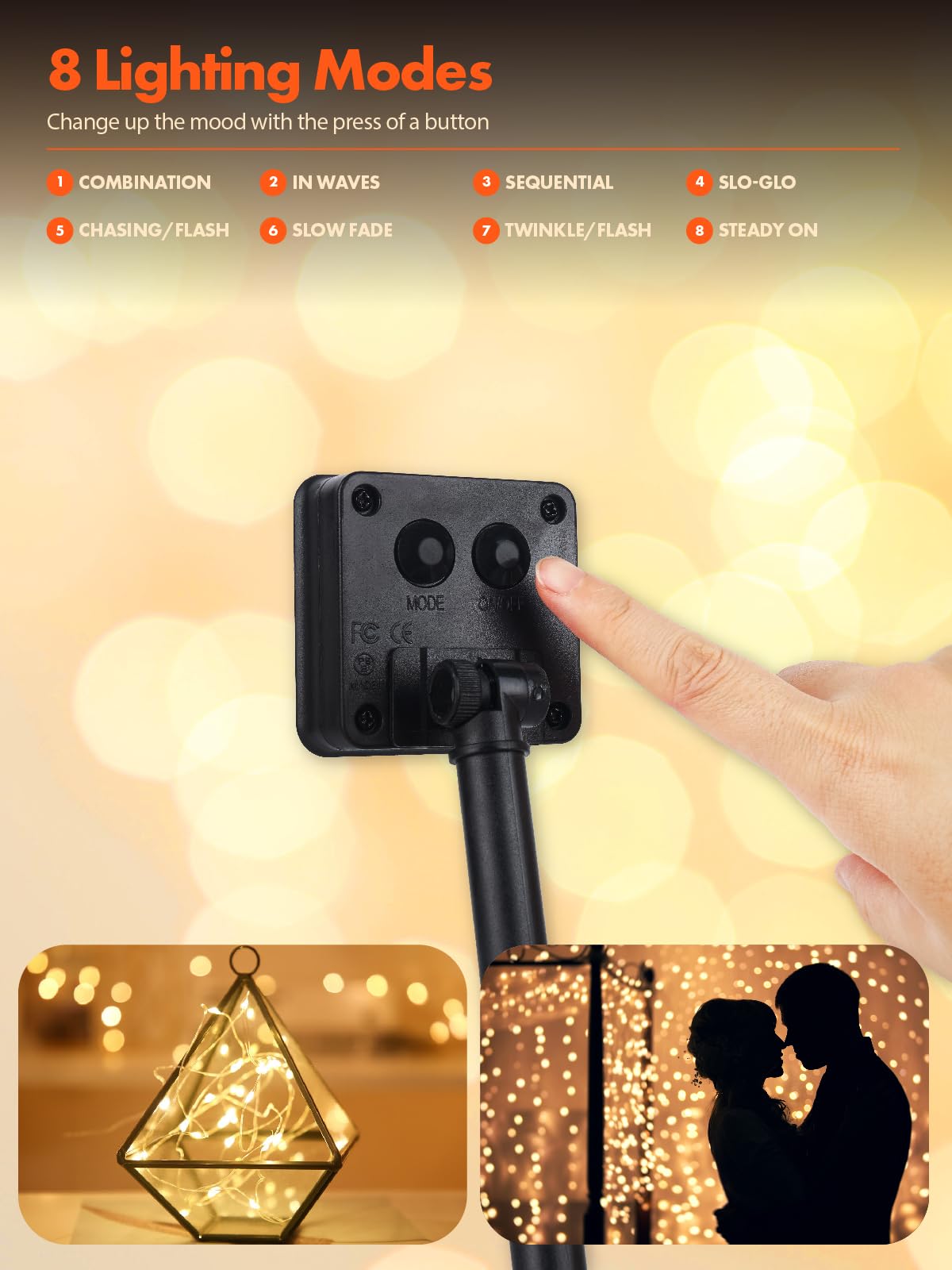 Twinkle Star 4 Pack Solar String Lights Outdoor, Total 460 FT 480 LED Solar Fairy Lights Outside Waterproof 8 Modes, Christmas Tree Light for Patio Garden Party Backyard Wedding Decor Warm White