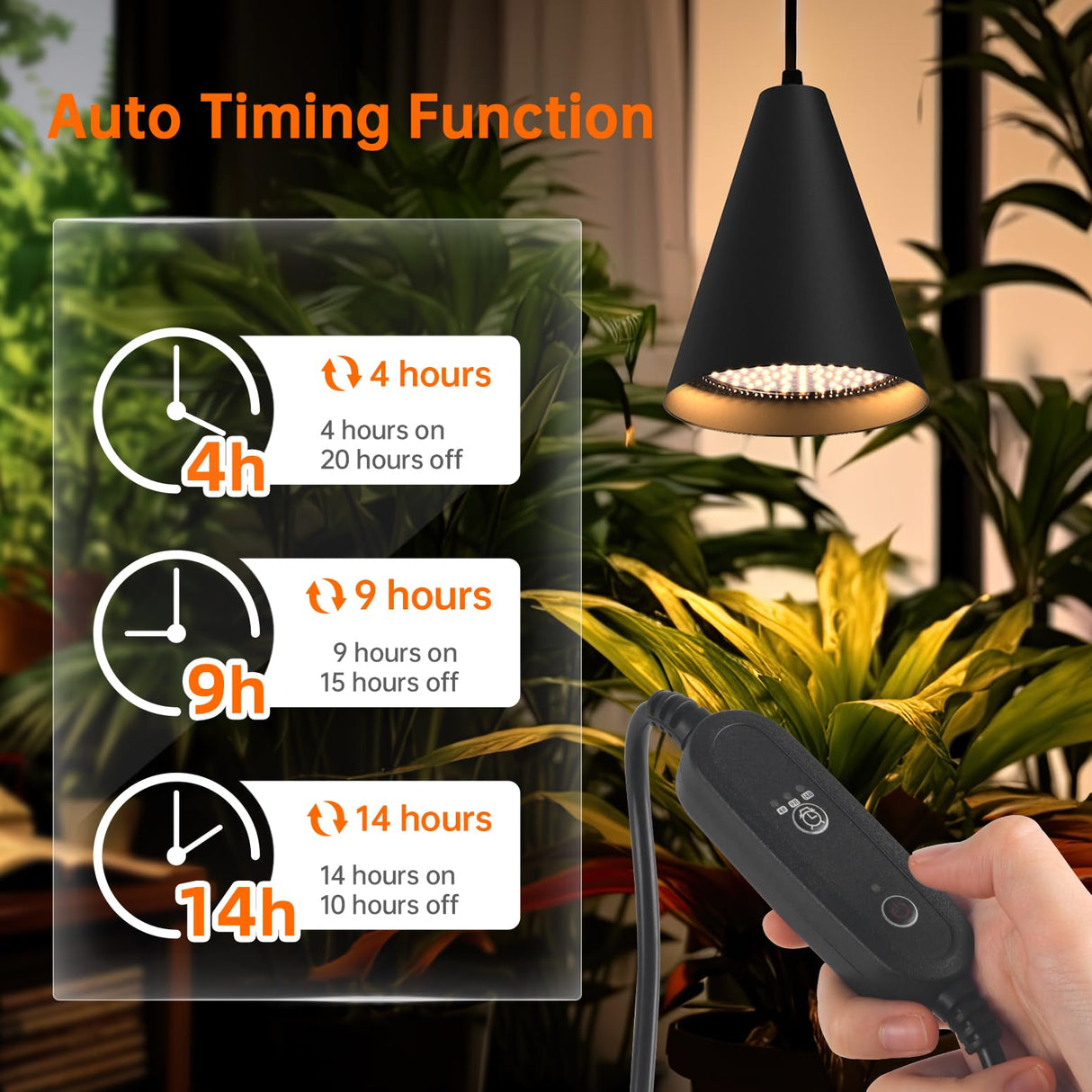 Bstrip 50W Double-Head One Cord Grow Lights for Indoor Plants full Spectrum 3000K, Black LED Grow Light Bulb with Timer & 16.4FT Power Cord, Perfect for Tall Plants, Flowers, and Greenhouses in Winter