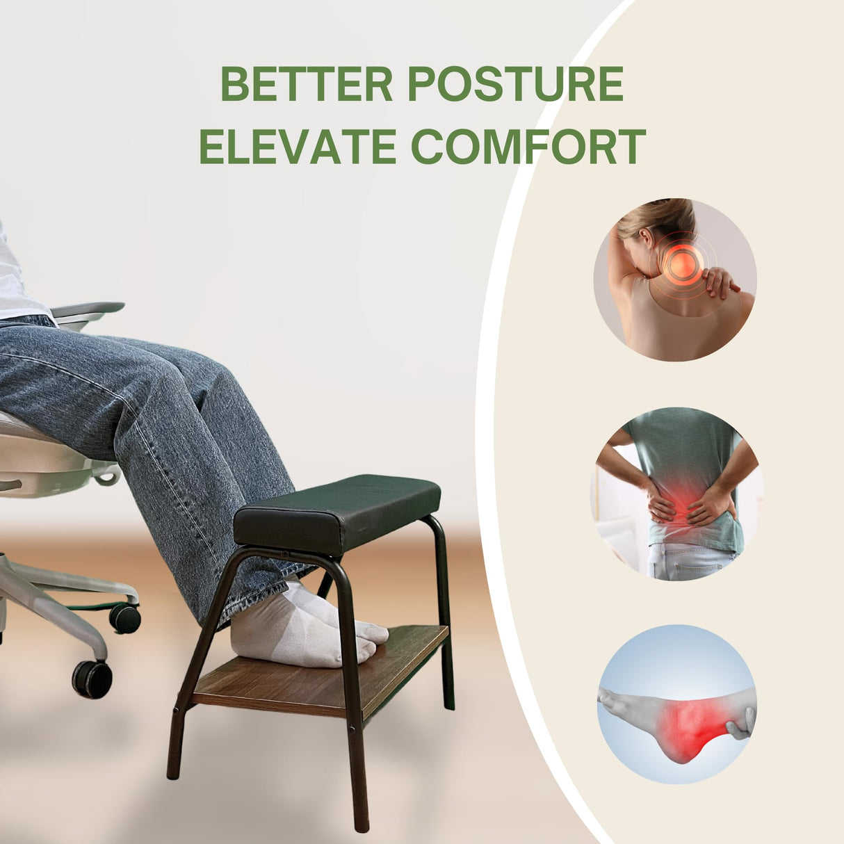 Double Step Footrest Under Desk Versatile Foot Stool Ottoman for Comfortable Desk Work Office Life