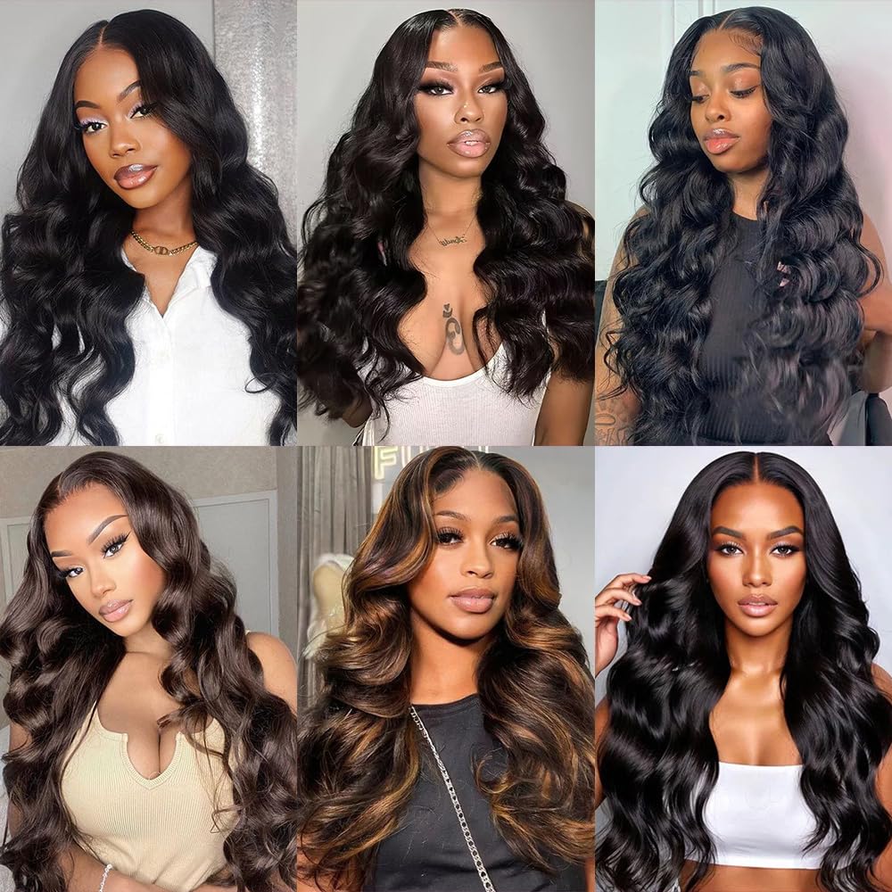 12A Human Hair Bundles with 2x6 Closure 18 20 22 with 16 Inch Brazilian Body Wave Bundles Human Hair with 2x6 HD Lace Closure 100% Unprocessed Virgin Human Hair Weave 3 Bundles Deals with Closure