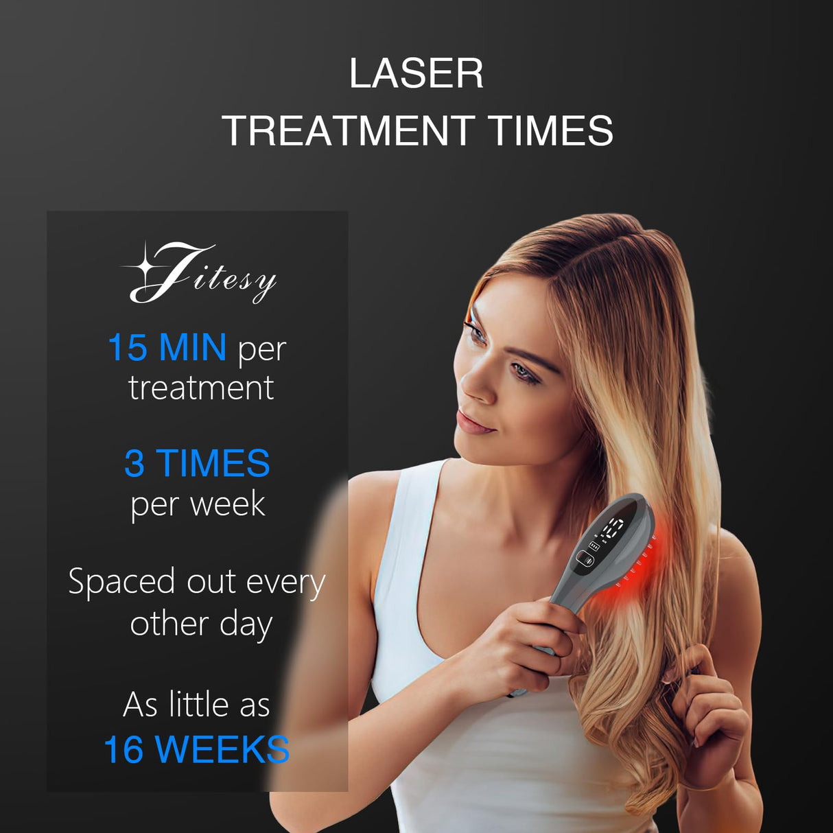Jitesy Laser Therapy Hair Growth Comb, Red Light Therapy for Hair Growth, FDA Cleared Laser Comb System, Hair Loss, Hair Thinning & Alopecia Treatment for Men & Women Homeuse