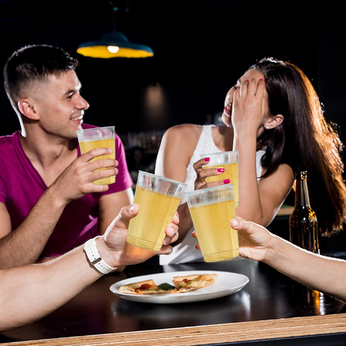 Vplus 150 Pack 12 OZ Reusable Clear Plastic Cups, Disposable Heavy Duty Plastic Cups for Party, Christmas, Wedding, Thanksgiving, Halloween