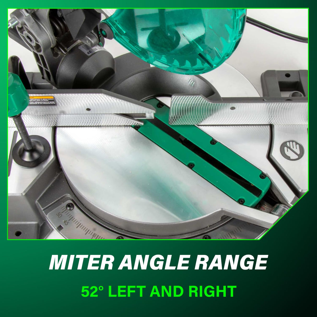 Metabo HPT 10-Inch Compound Miter Saw, 15-Amp Power Saw with Large 10-Inch Table, Precision Miter Angles, Single Bevel 0-45°, 24T TCT Blade, Positive Stops, Lightweight Design, C10FCGS