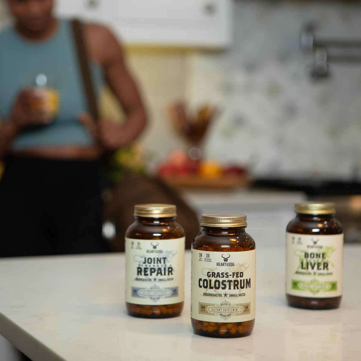 HEART & SOIL Bovine Colostrum – 3000mg Grass Fed Colostrum Supplement for Gut, Immune Support & Muscle Recovery – Non-GMO, Allergen-Free – 180 Capsules