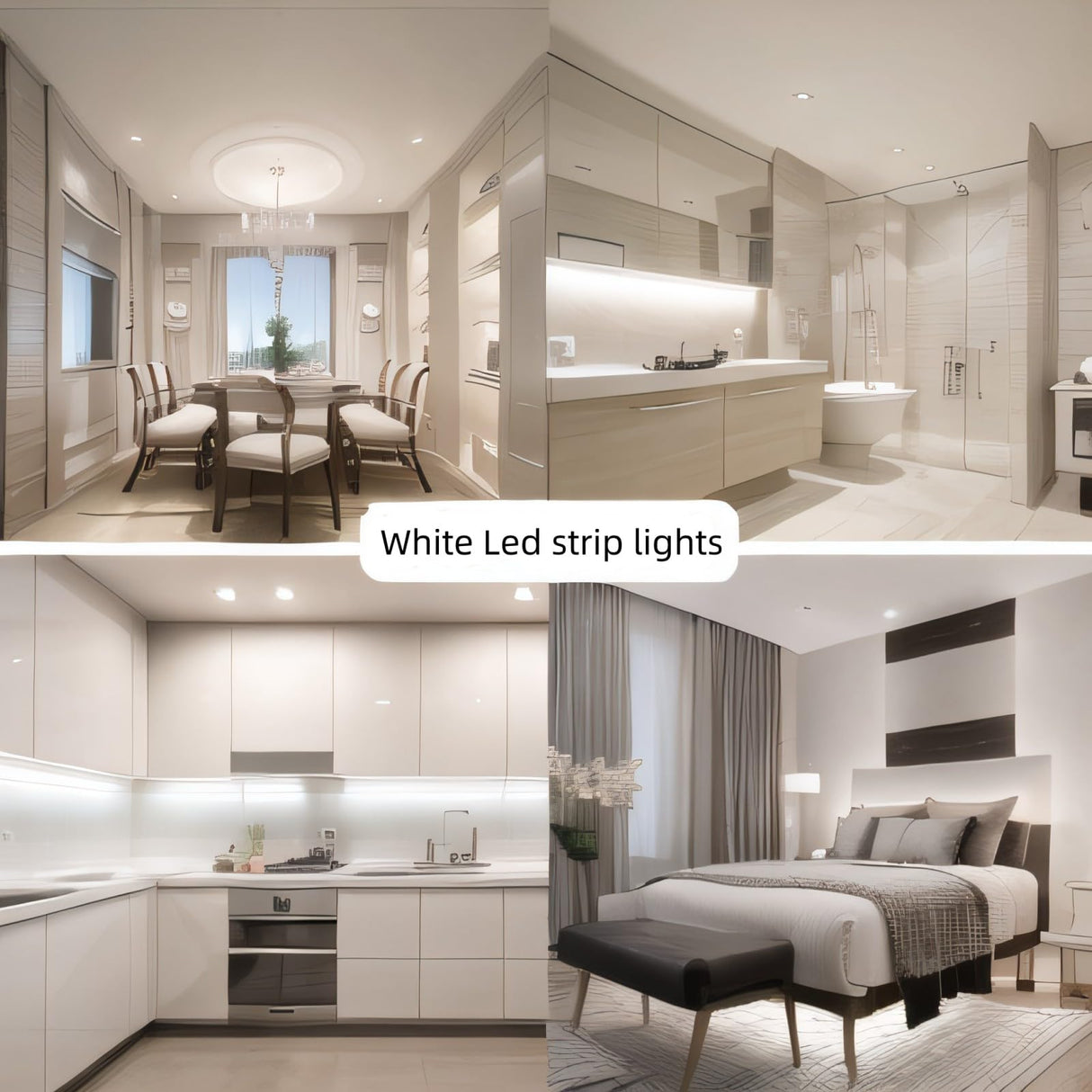 RadiantFlux 2 Sets of 10ft Light Strips,Dimmable 24V LED Strip Lights,White LED Strip Lights,Super Bright LED Light Strip,Flexible LED Lights for Bedroom,Cabinet,Mirror,Christmas Decor