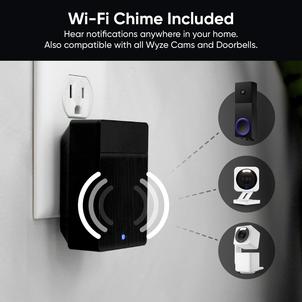 WYZE Wireless Duo Cam Video Doorbell (Chime Included), Battery Powered, 2K Full HD Video, 2 Cameras (People and Package), 2-Way Audio, Color Night Vision
