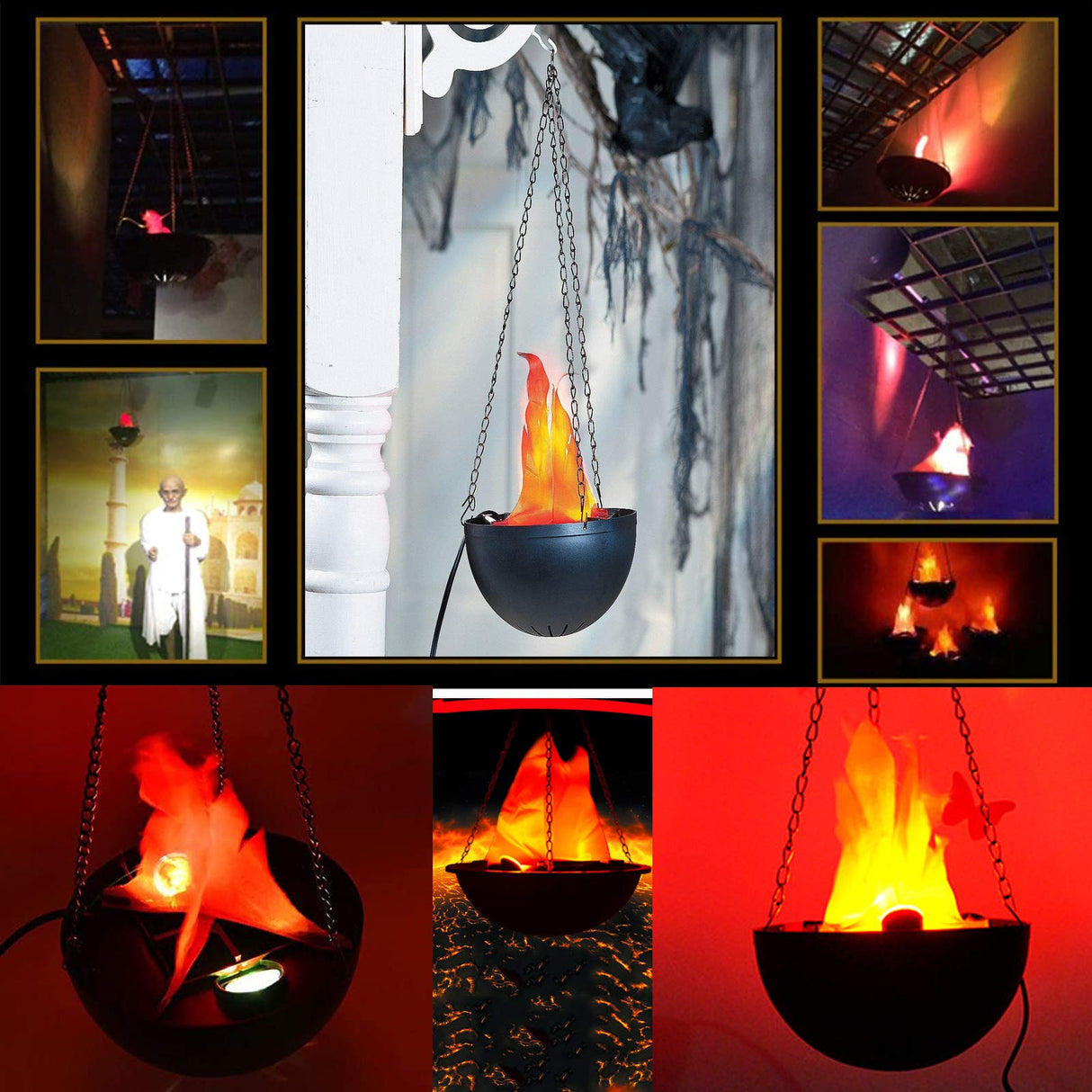 3D Fake Fire LED Light - Hanging Silk Flame Stage Effect Lamp for Halloween, Christmas, Festivals, Parties, Night Clubs