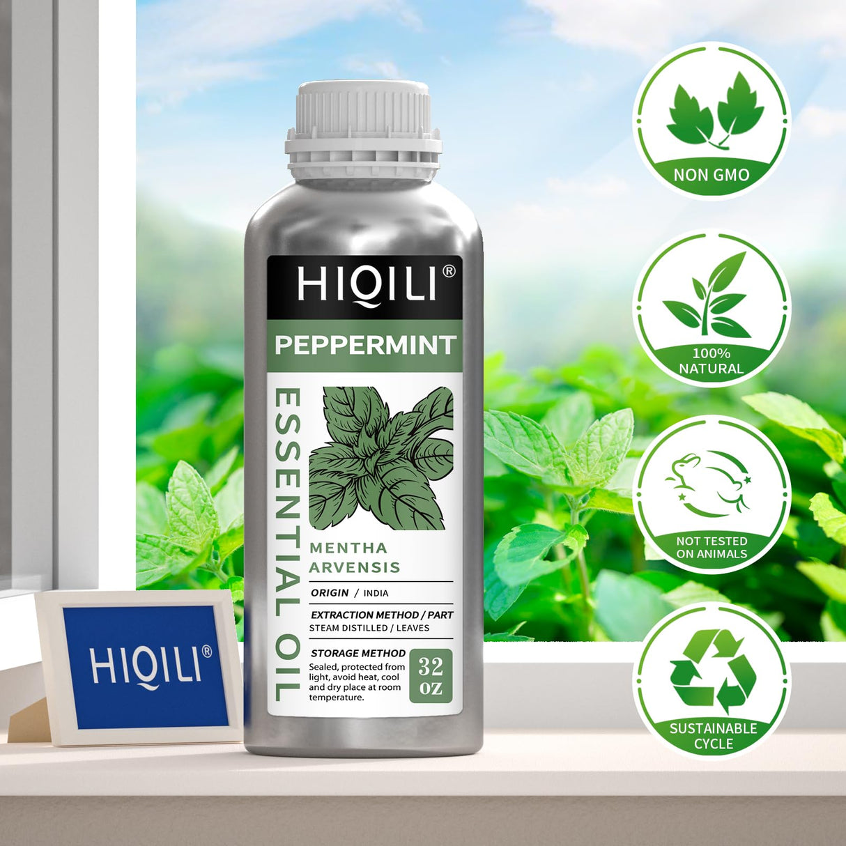HIQILI Peppermint Essential Oil 32oz 100% Pure Natural Aromatic Oil for Freshening Air, Hair Care, DIY Soap, SPA & Home Use
