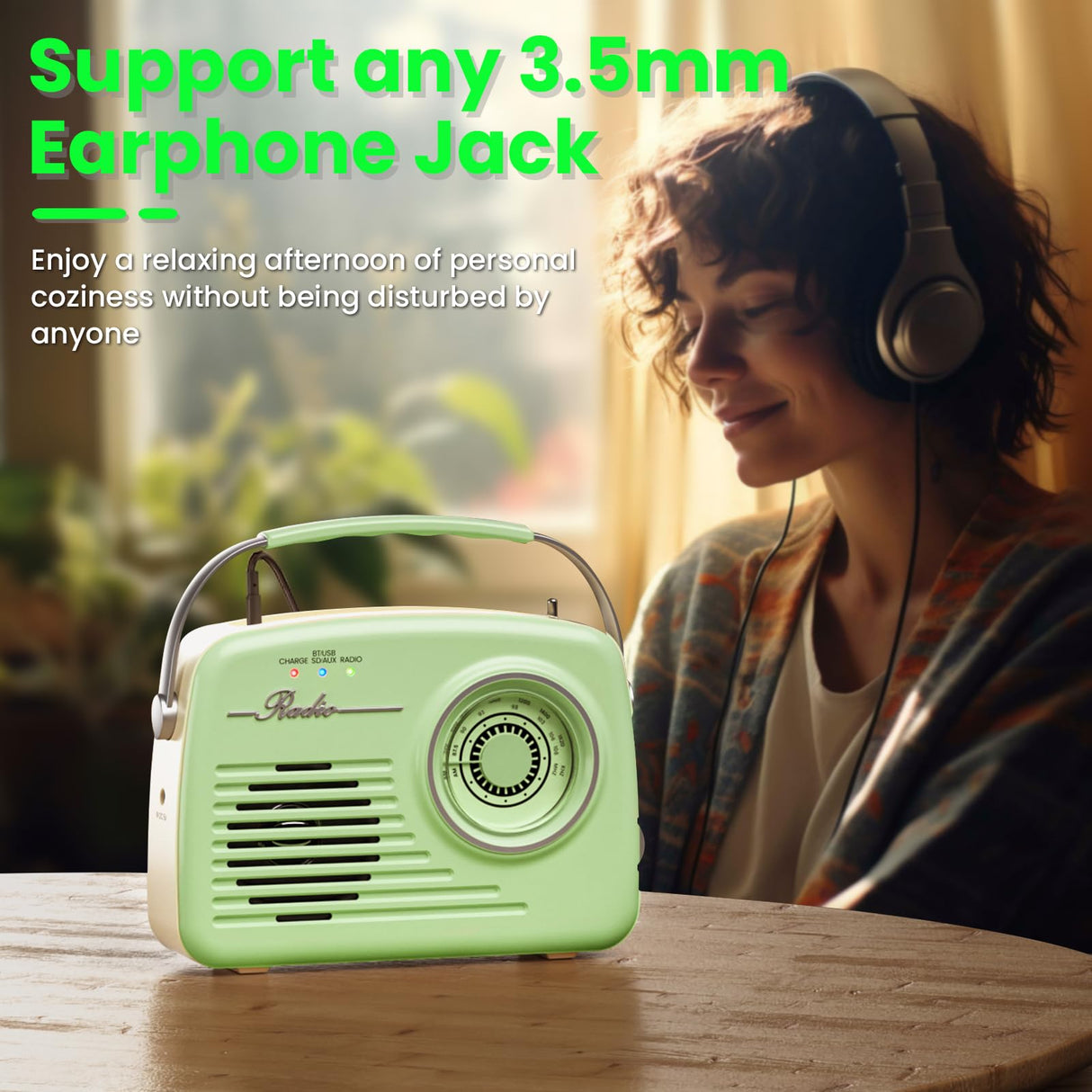 Small Radios Portable AM FM, Vintage Transistor Radio with Bluetooth, Battery Operated and Plug in Wall Retro Radio for Home/Outdoor, Large Dial Easy to Use, Christmas Seniors Gifts