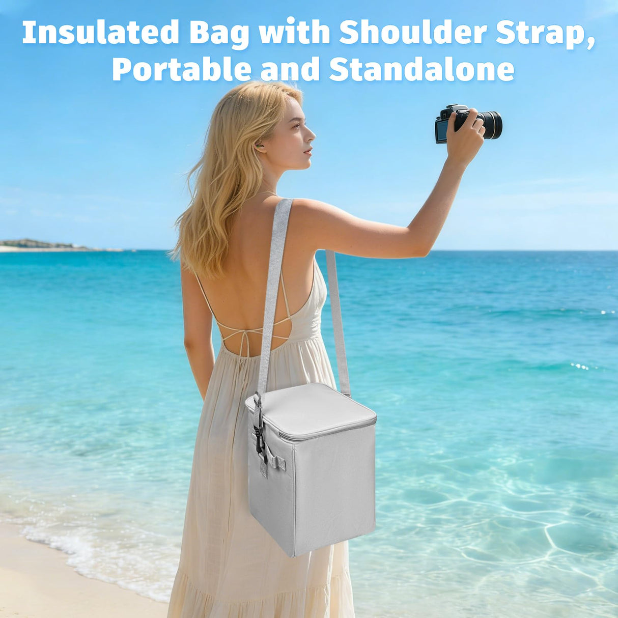 XYFuuee 2-in-1 Cooler Organizer Insert for X Large Bogg Bag Accessories, PEVA Portable Leak-Proof Ice Chest, Lightweight Mesh Divider Inserts Pouch with 4Fastener for XL Bog Beach Rubber Tote, Gray