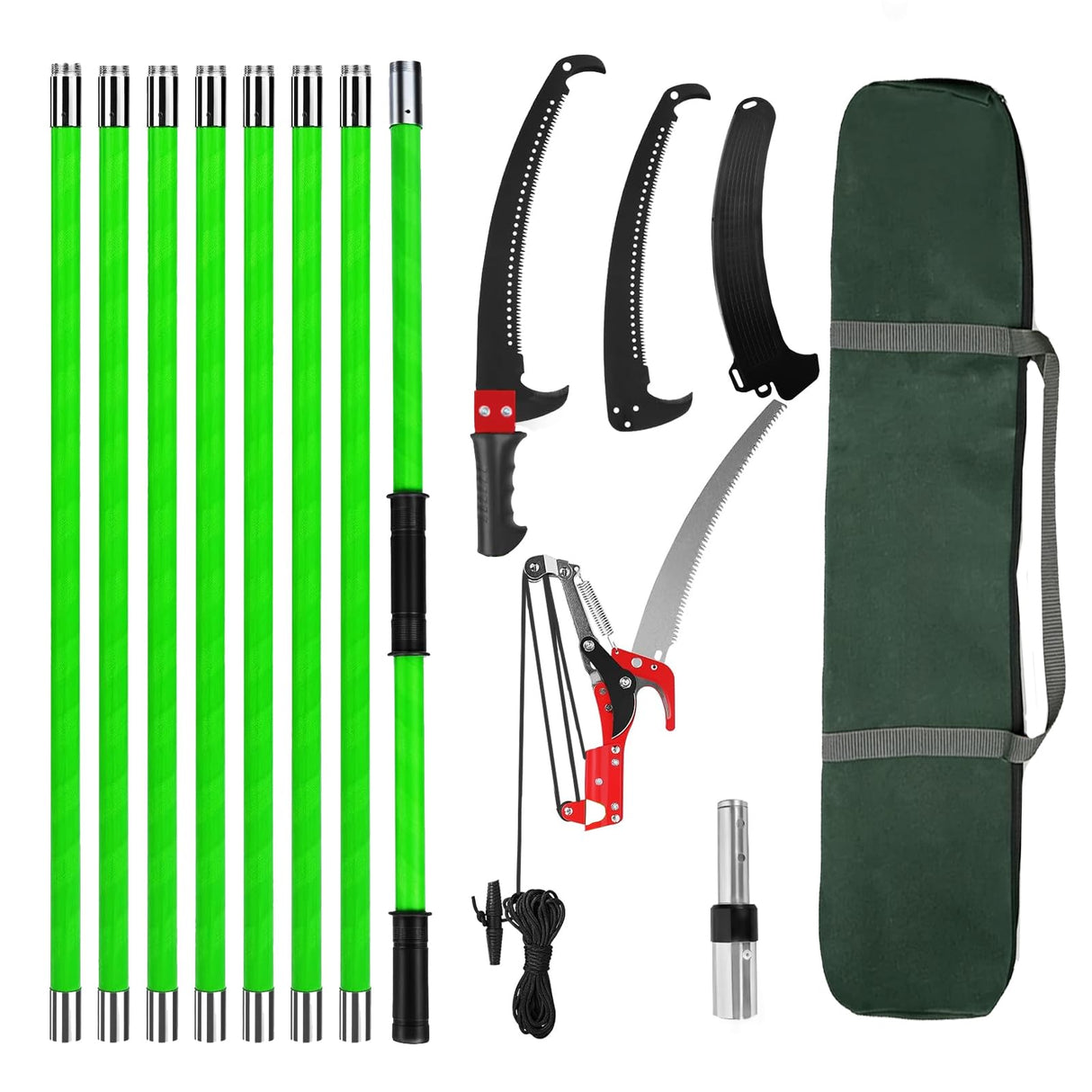 Pterying Pole Saws for Tree Trimming - 7.3-27 ft Manual Tree Trimmer with Sharp Steel Blade and Scissors, Long Reach High Branch Cutter for Garden Landscaping Pruning Palms Shrubs Fruit Trees