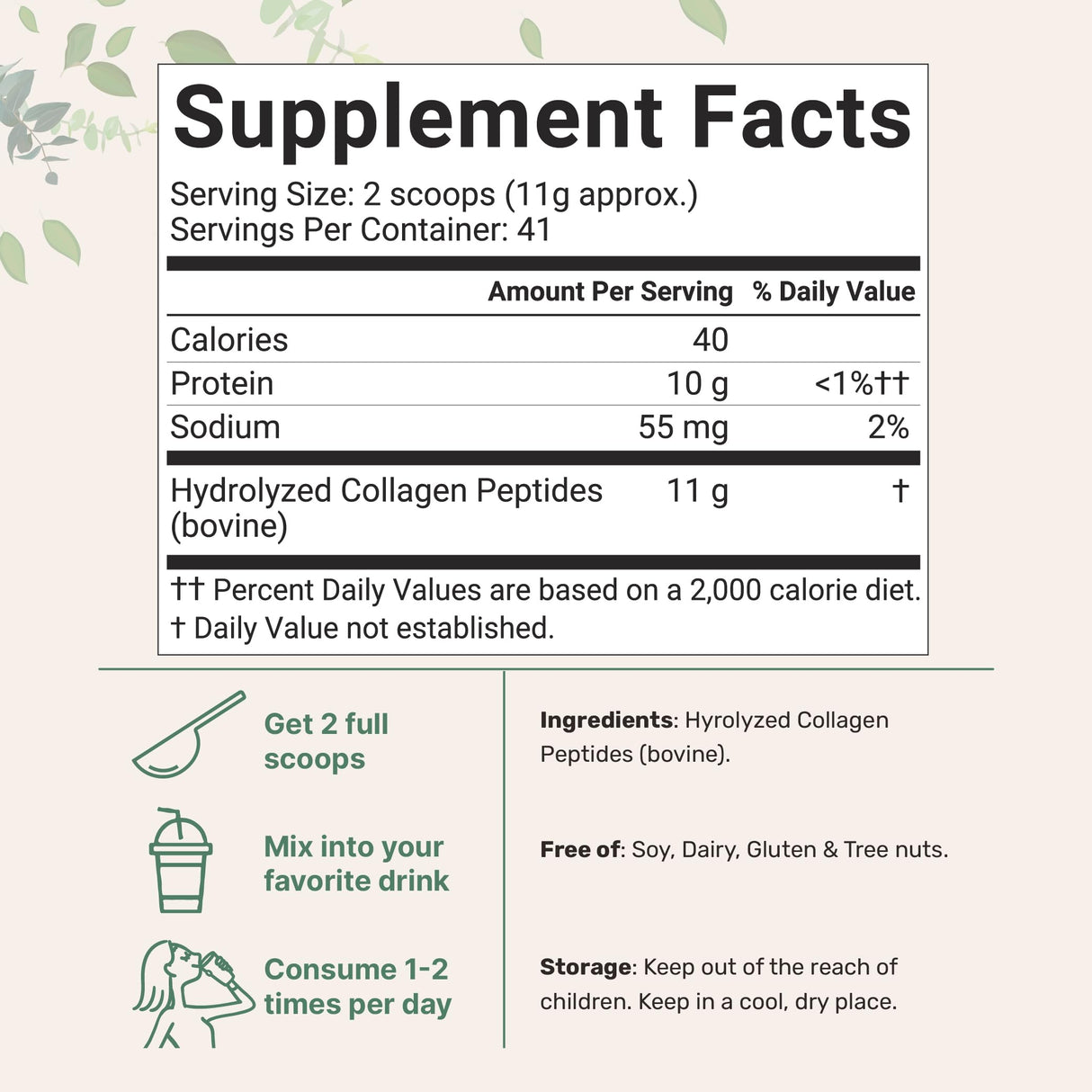 Micro Ingredients Bovine Collagen Peptides Powder, 1lb | Type I & III + Natural Protein | Grass-Fed Bovine Source | Unflavored | Supports Skin, Joint & Bone Health | Paleo, Non-GMO
