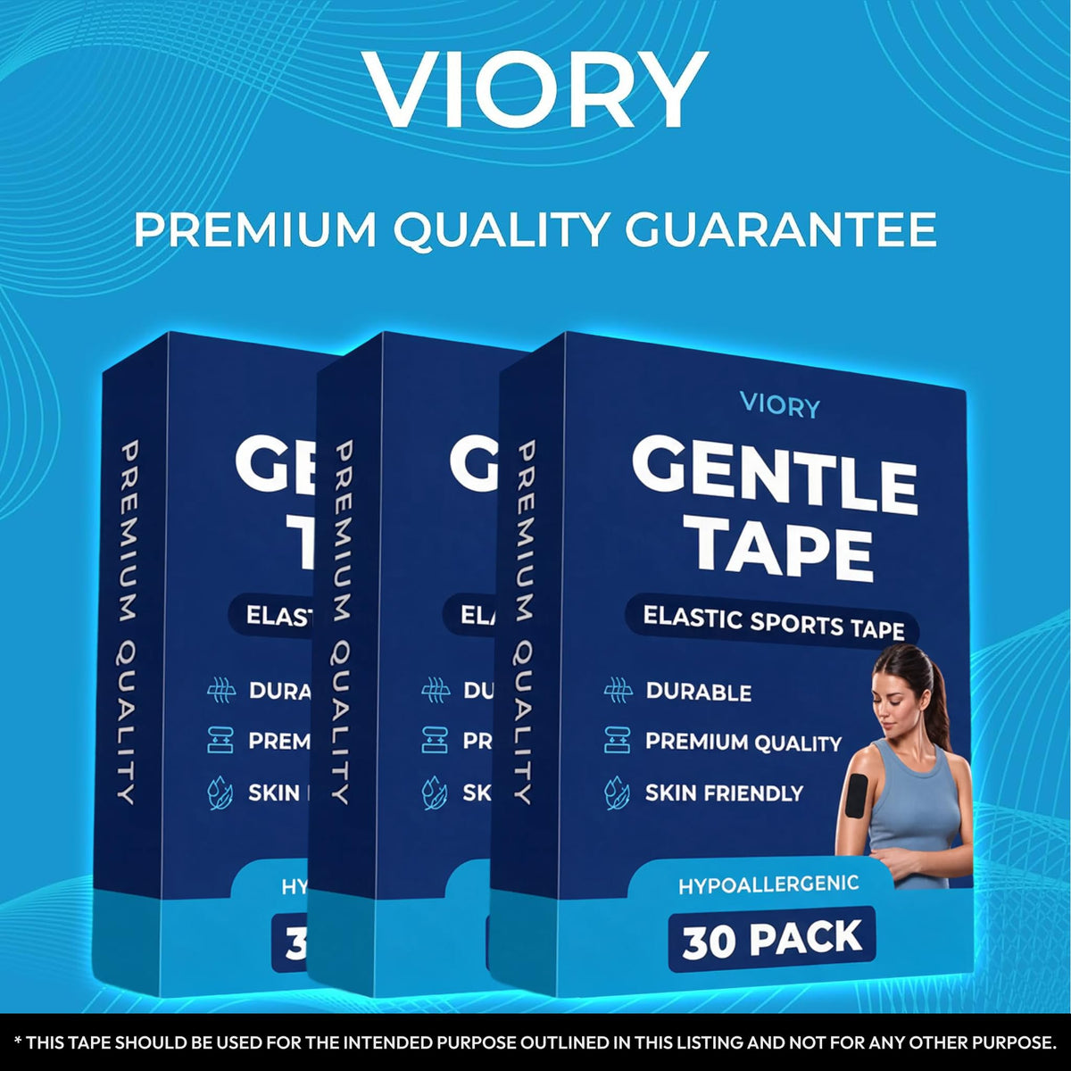 VIORY Gentle Tape (30 Pack) - Pain Free Removal, Hypoallergenic & Latex Free