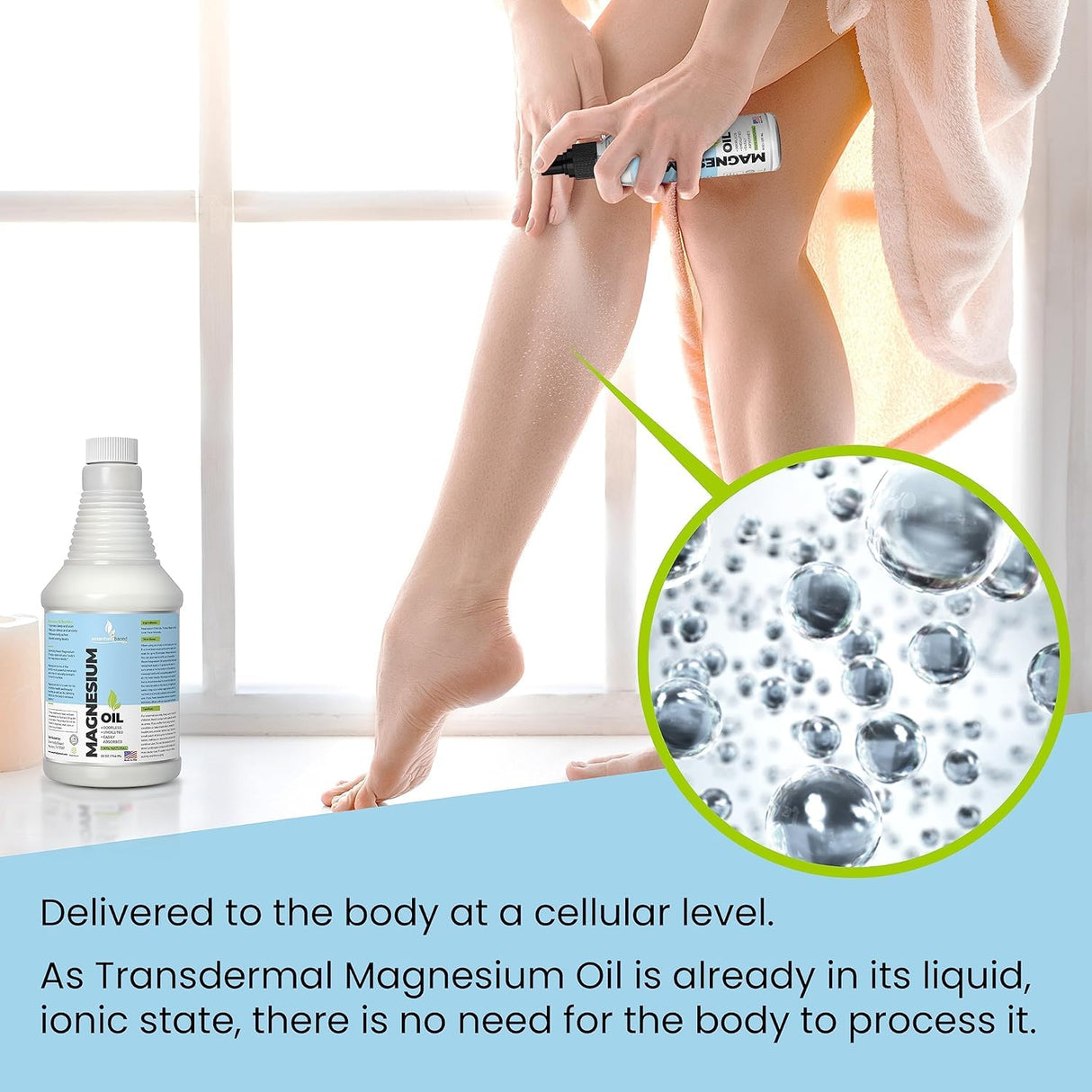 Pure Magnesium Oil Spray 32oz - Topical Magnesium Spray for Sleep Extra Strength - Less Sting - Less Itch - 100% Natural and Organic Oil - Made in USA