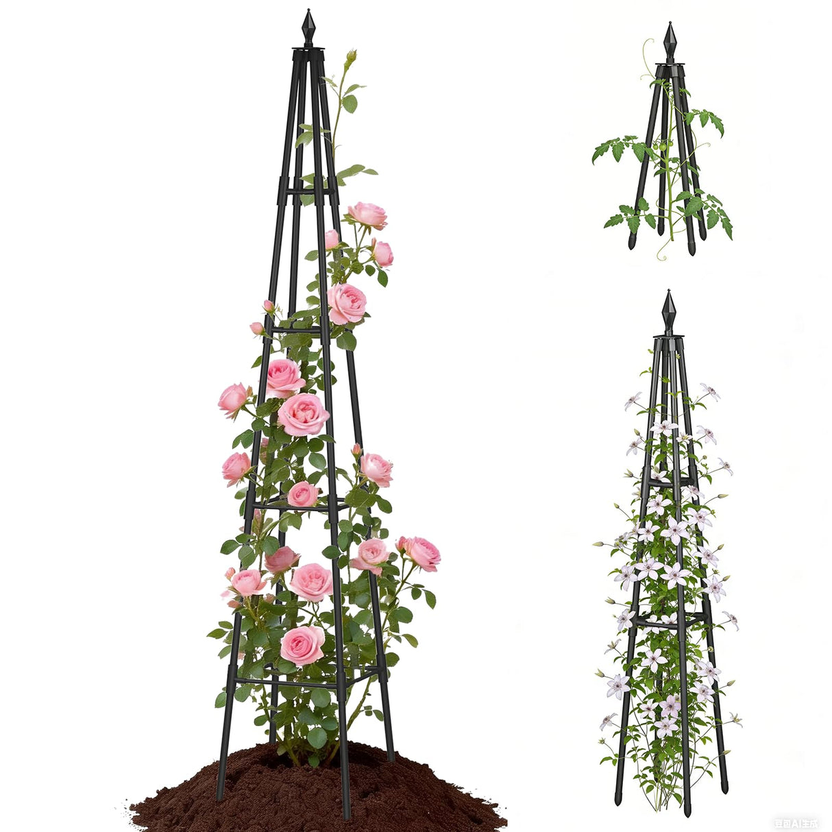 Obelisk Trellis for Climbing Plants, 6 FT Garden Trellises with 16mm Thickened Plastic-Coated Metal Pipes, Trellis for Climbing Potted Plant Vine Flower Rose Vegetable Tomato Cucumber Outdoor Indoor