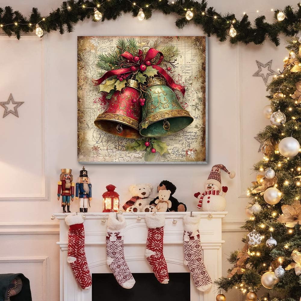 VIGEGU 4 Pack Christmas Paint by Numbers Kit for Adults with Framed,Deer Bell Lantern Gnome Paint by Number with Wooden Easel DIY Adult Painting by Number Kits for Wall Decor for Wall Decor 12x12in
