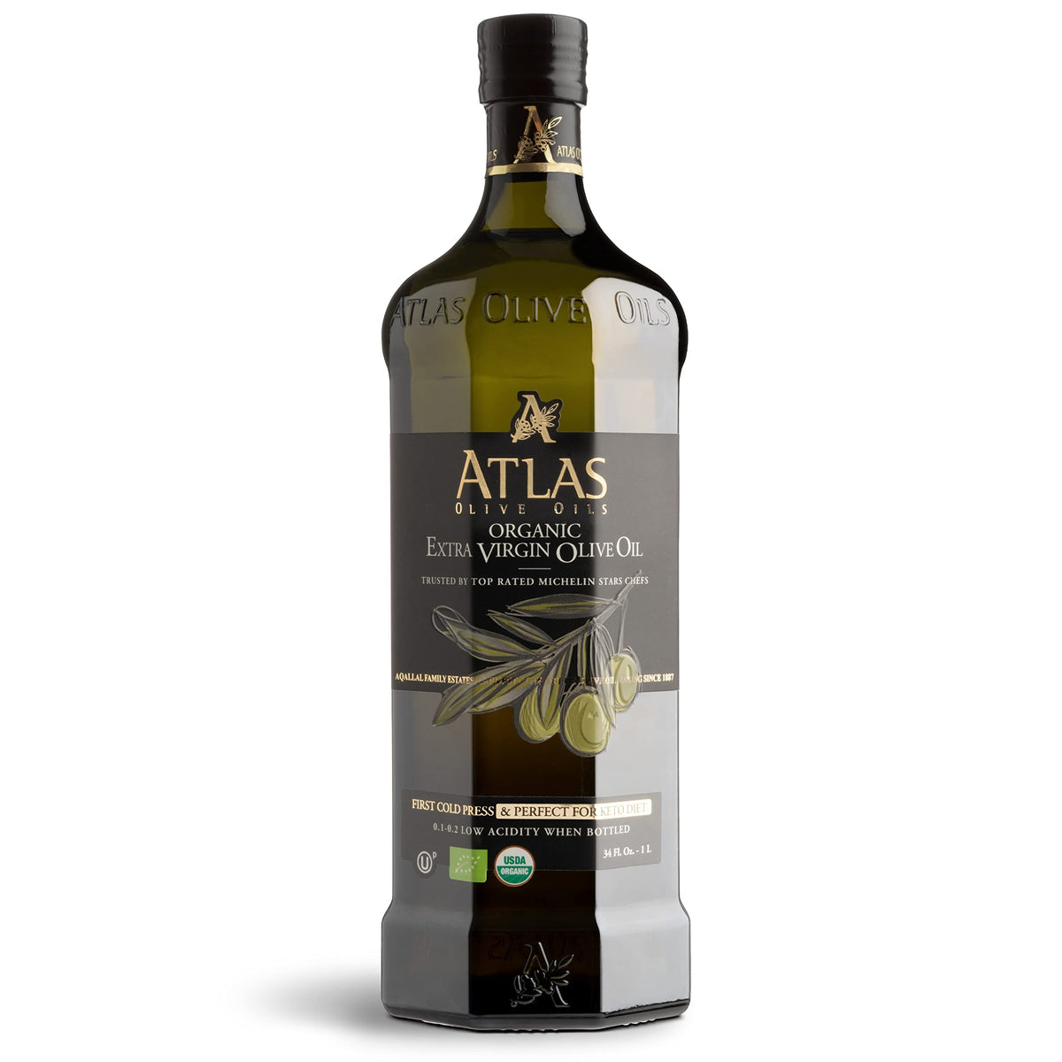 Atlas Organic Extra Virgin Olive Oil, Moroccan, High Polyphenol, 1 L