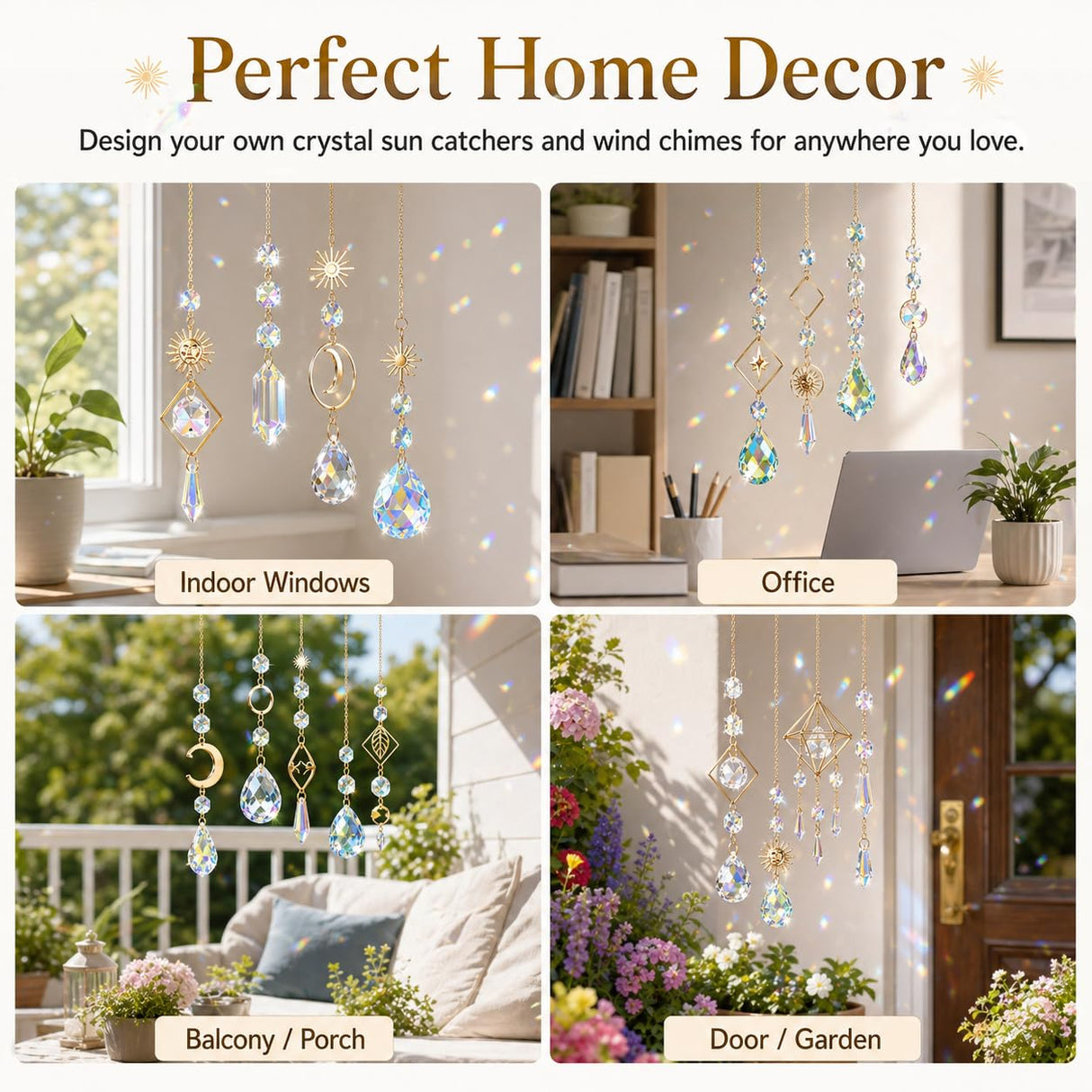 400 PCS Suncatcher Making Kit for Adults - Crystal Beads & Prism Accents with Hanging Cord, Adult Art Craft Supplies | Hanging Rainbow Maker for Home Window Garden Decor & Gifts